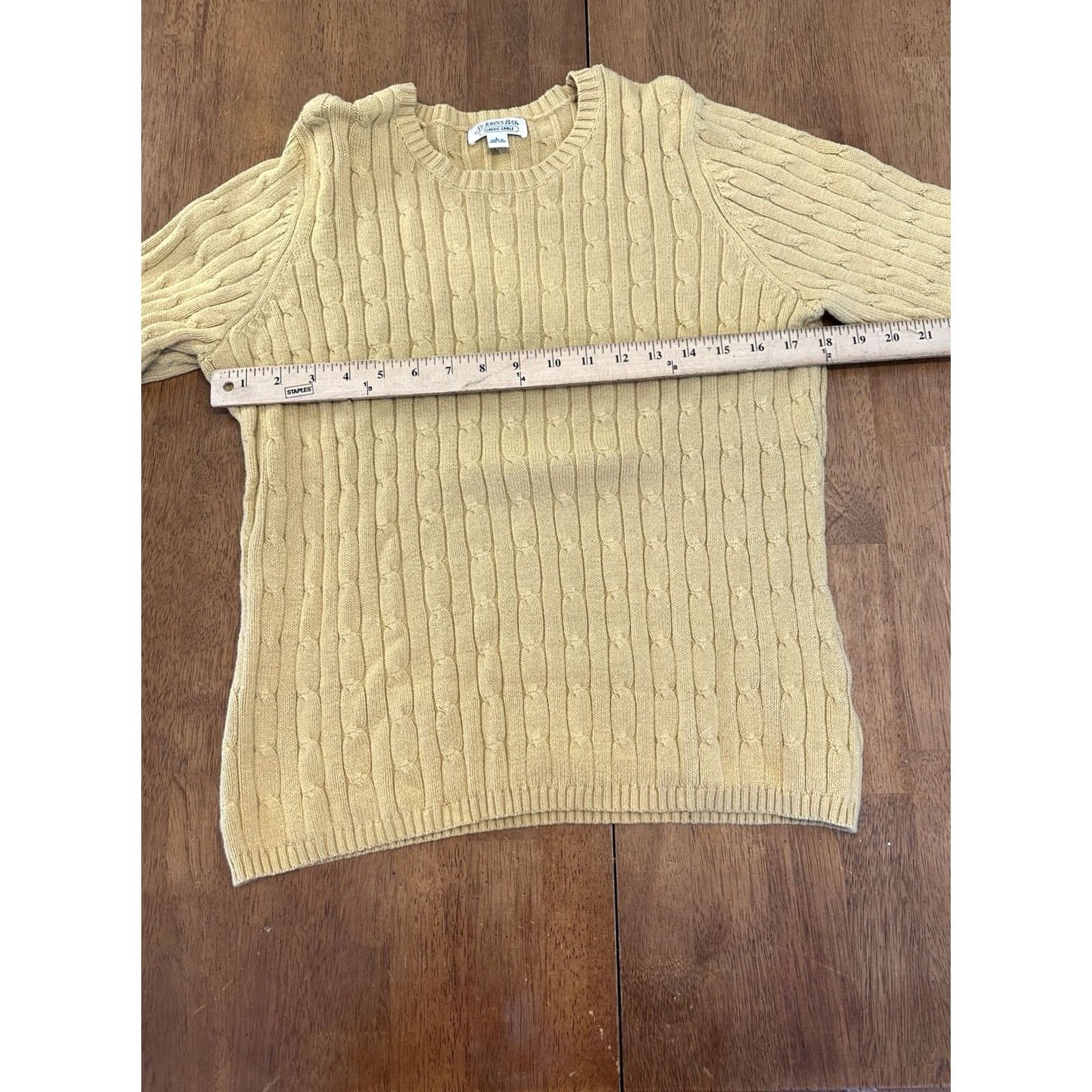 Vintage St. John's Bay Sweater Yellow Large 90s Classic Cable Knit Pullover Women Size L / US 10 / IT 46 - 5 Thumbnail