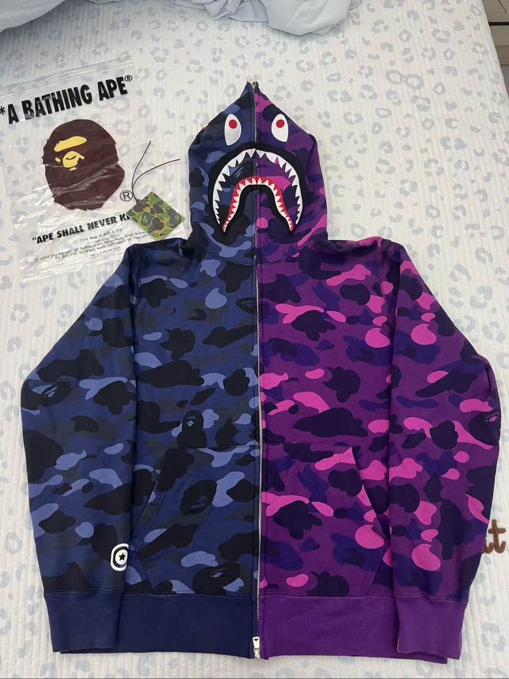 Bape A Bathing Ape Split Camo Shark Hoodie US XL Size US XL / EU 56 / 4 - 1 Thumbnail