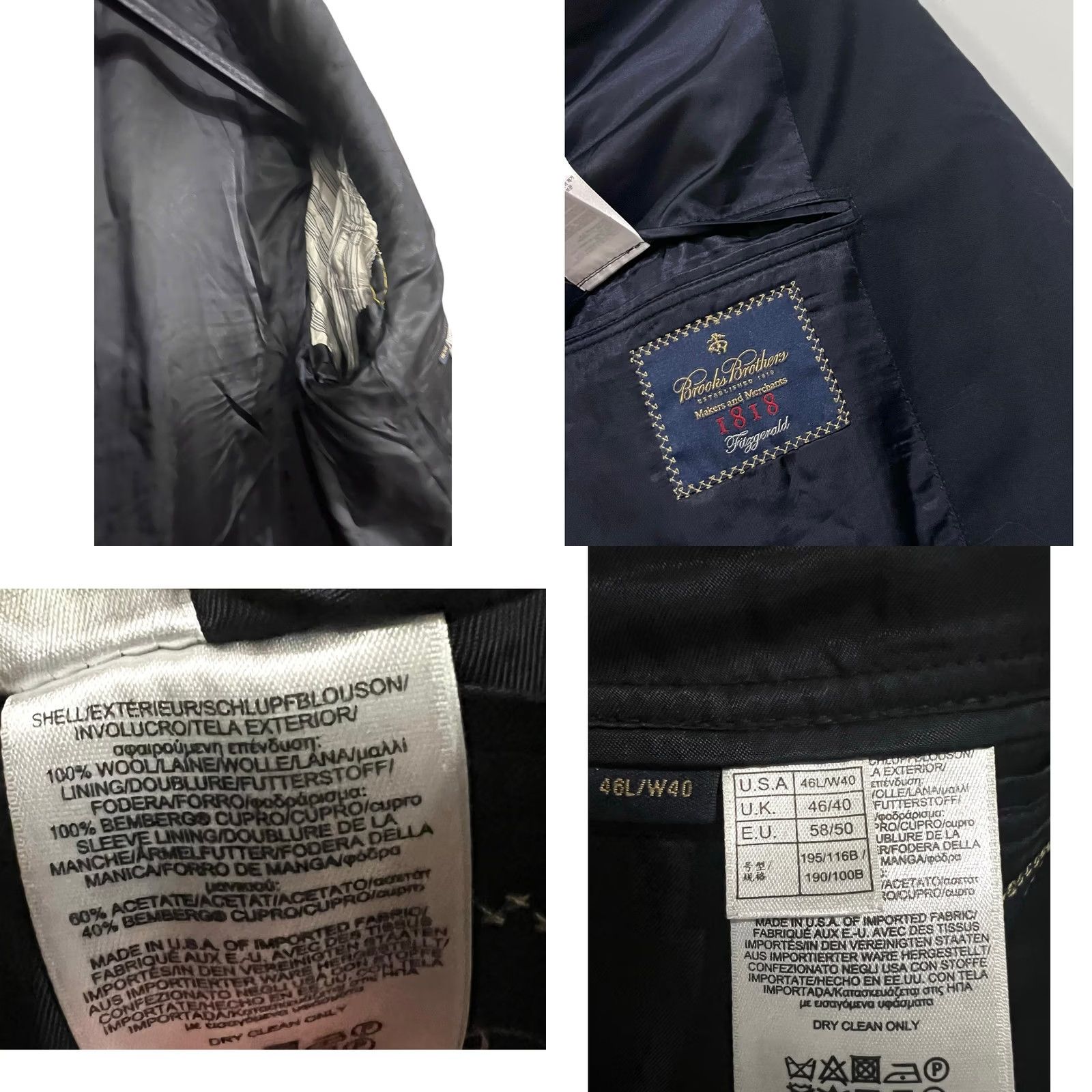 Brooks Brothers Brooks Brothers 1818 Fitzgerald Blazer Mens 46L Dark Navy Wool Two-Button Two Button Suit Jacket Biz/Cocktail/Travel Vintage? No - Black? Size 46R - 8 Thumbnail