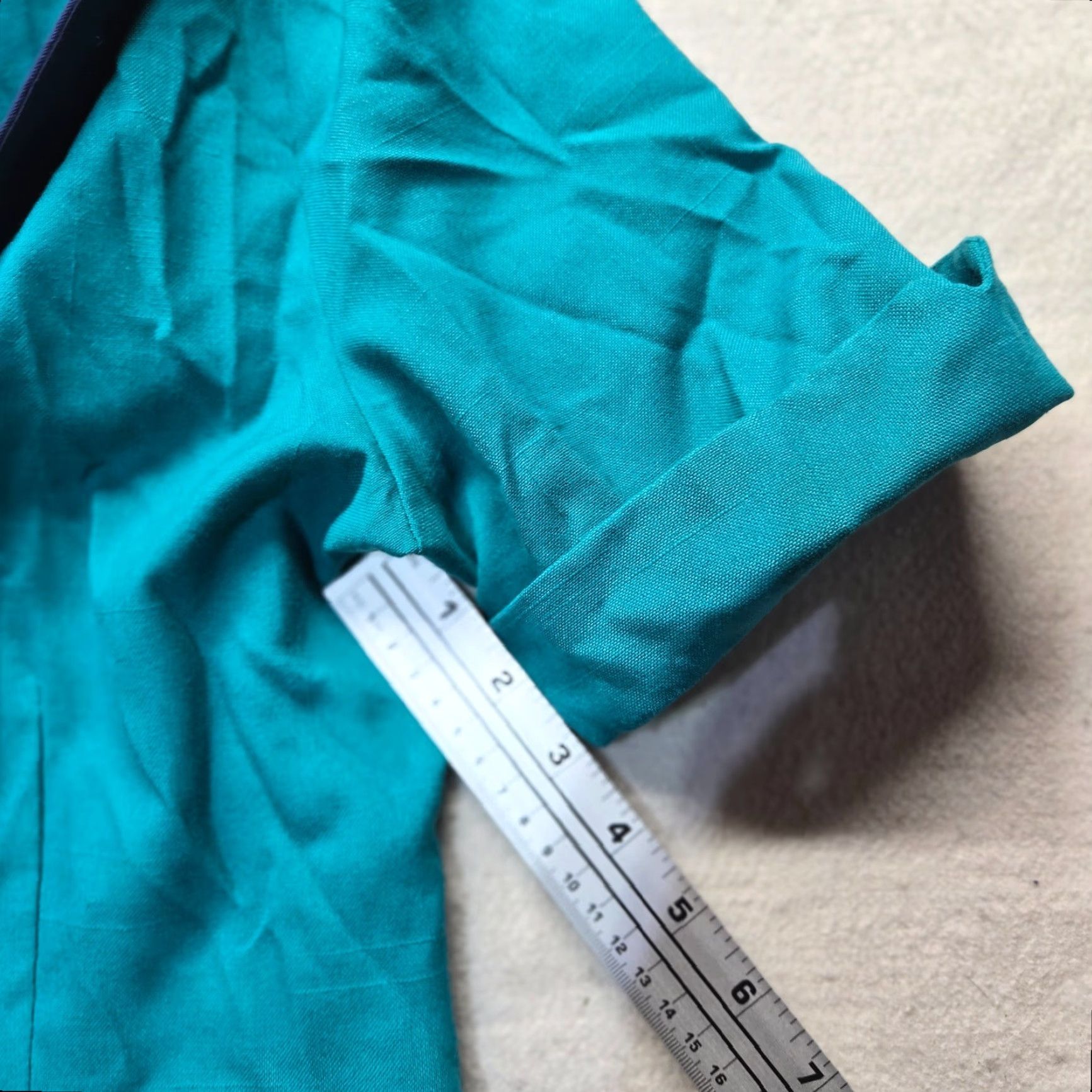 Vintage Halmode Petites Blazer Jacket Women's Size 14 Adult Teal Green Blue Single-Breasted Jacket Size 36" / US 14 / IT 50 - 5 Thumbnail