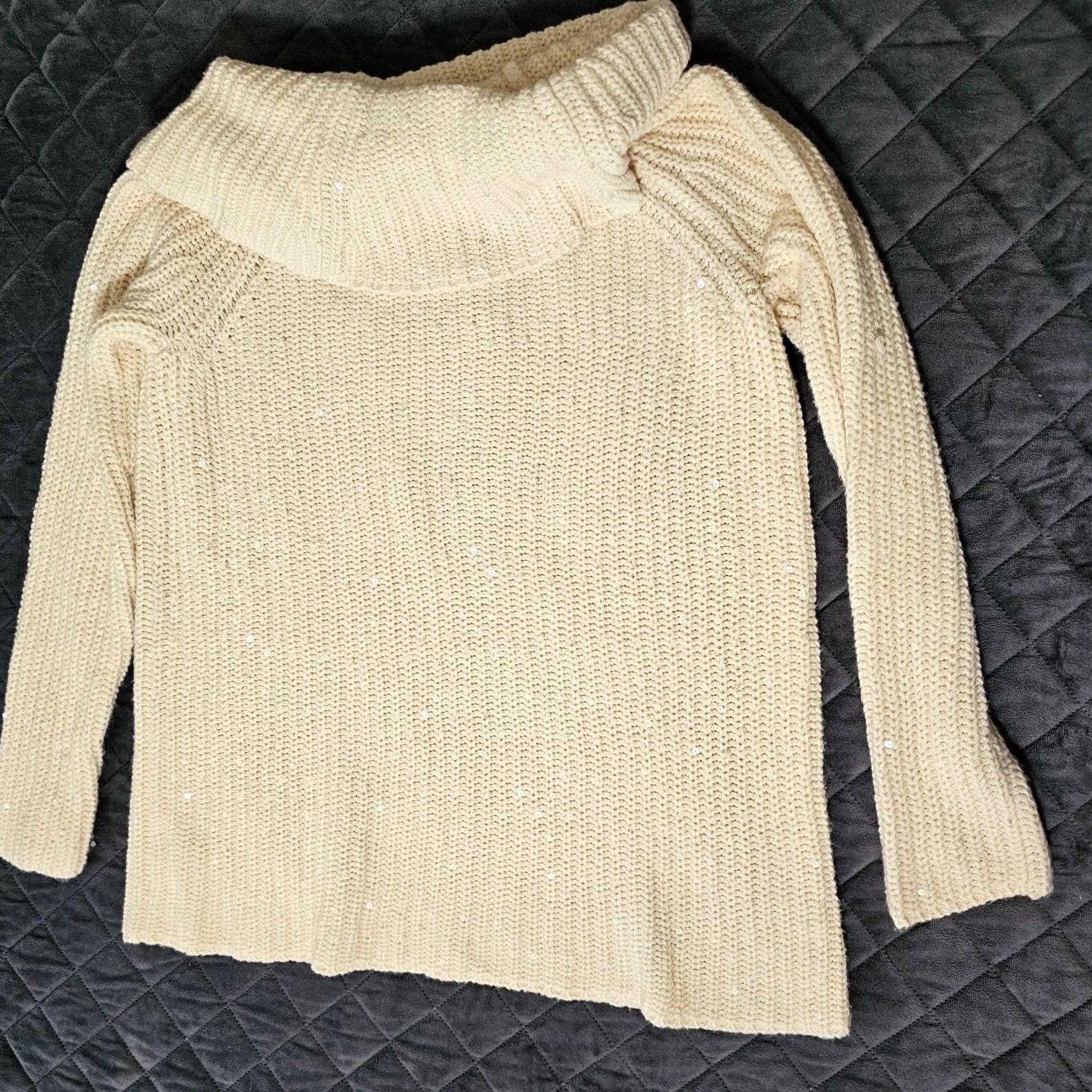Talbots VINTAGE? No, Talbots Women's Sweater P Petite Beige Turtleneck Cable Knit Sequin Warm Casual Size XXS / US 00 / IT 34 - 7 Thumbnail