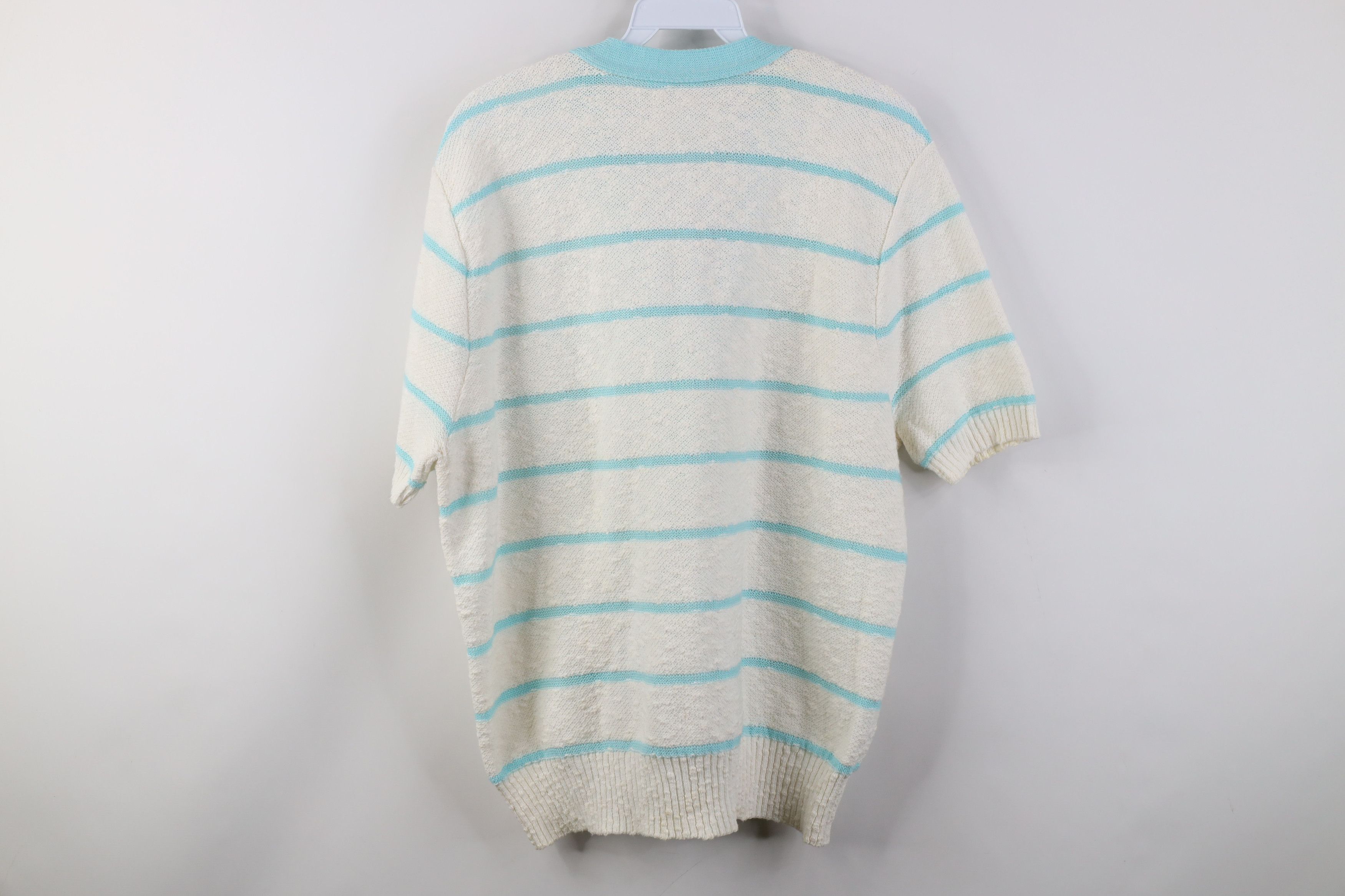 Vintage Vintage 90s Streetwear Striped Knit Short Sleeve Sweater Size L / US 10 / IT 46 - 9 Thumbnail