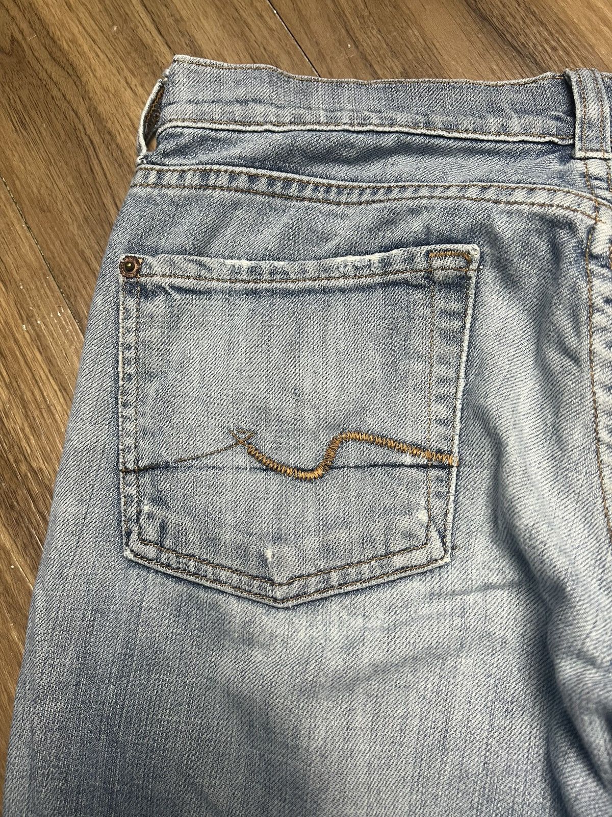 14th Addiction 7 For All Mankind Bootcut Jeans Distressed Denim (42) Size 27" / US 4 / IT 40 - 17 Thumbnail