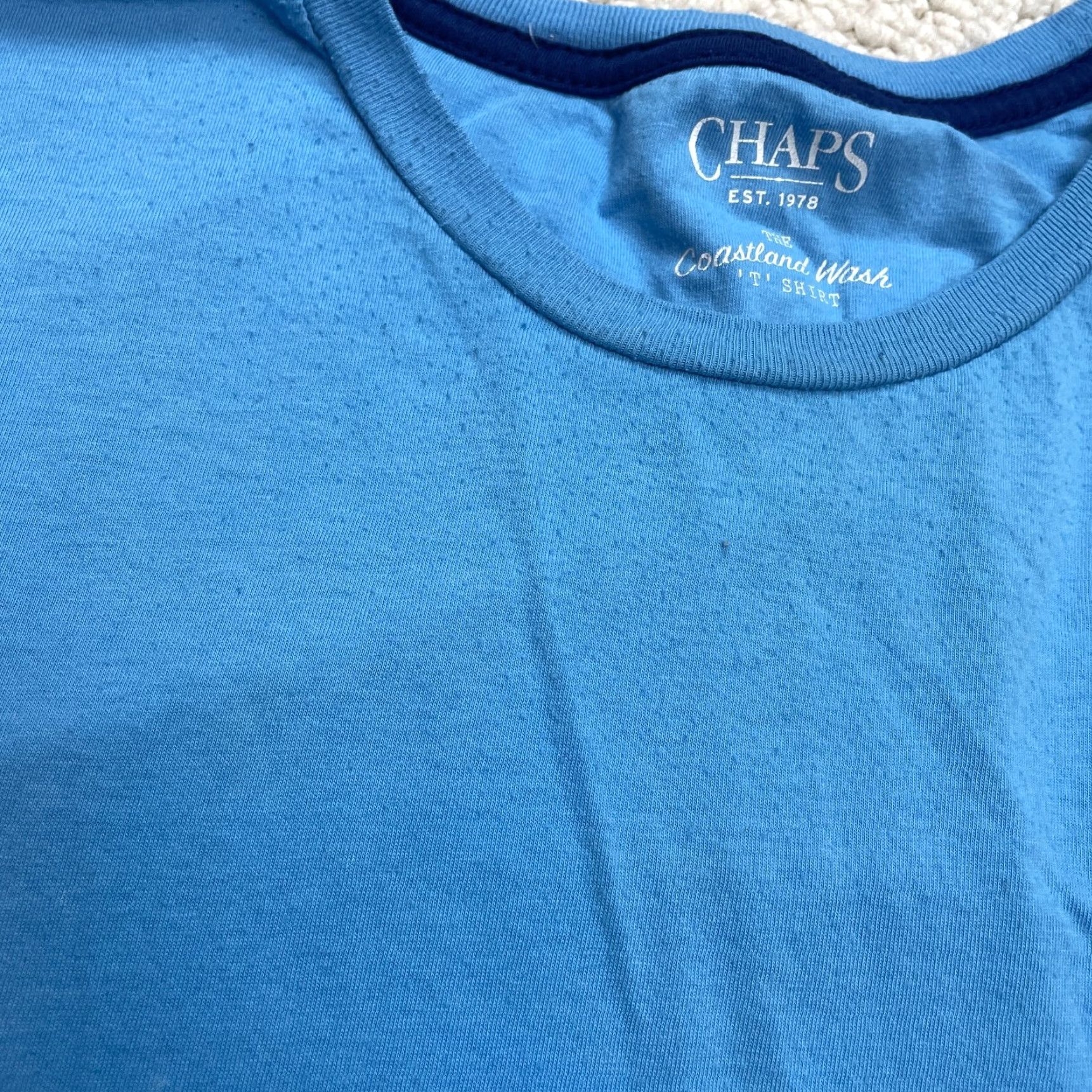 Chaps Chaps Shirt Mens 2XL Light Blue Coastland Wash Pocket Tee Logo T Shirt Cotton Jersey Short Sleeve Crew Neck Regular Pockets Men Size US XXL / EU 58 / 5 - 6 Thumbnail