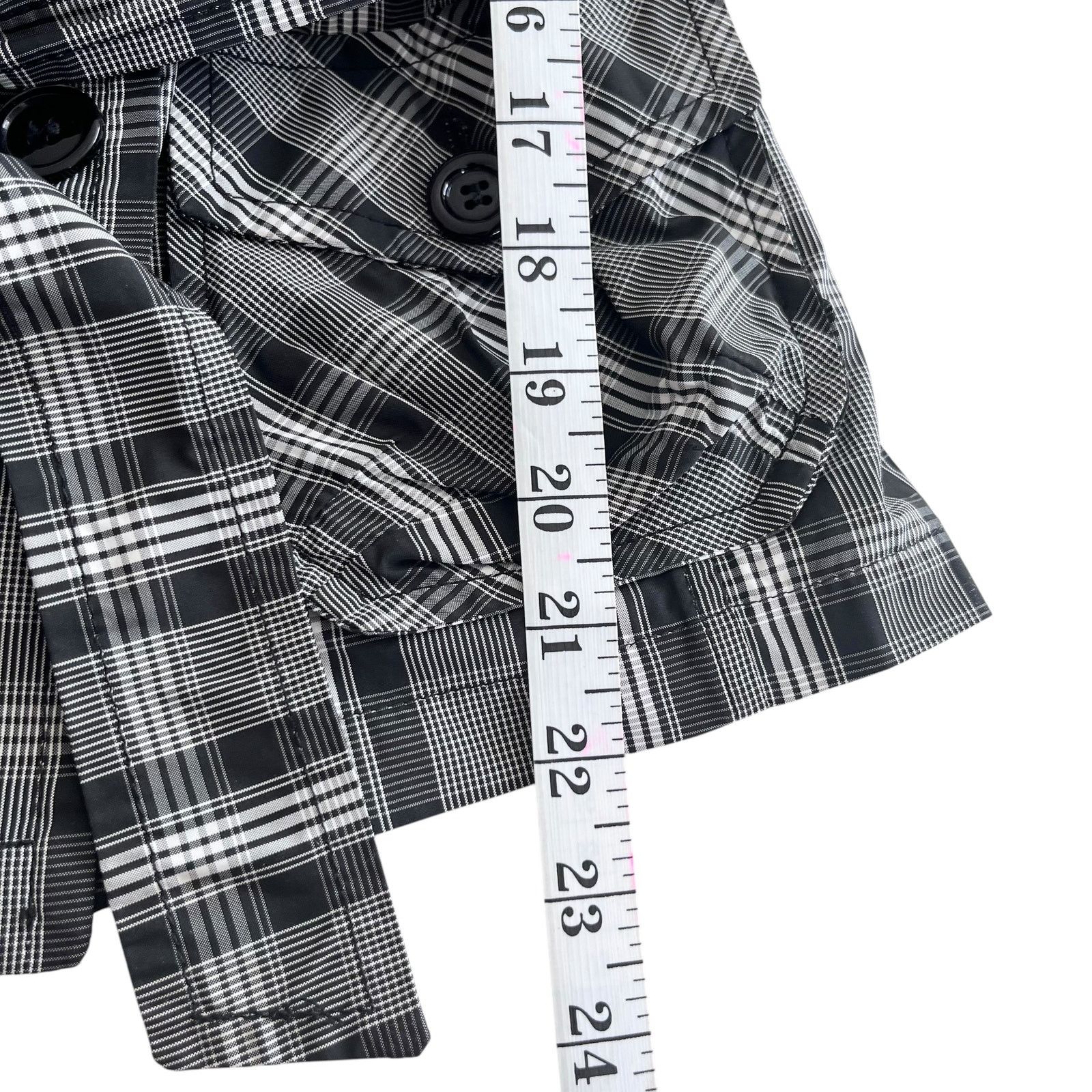 Other Blue Les Copains Black White Plaid Short Trench Coat Jacket Size S / US 4 / IT 40 - 8 Thumbnail
