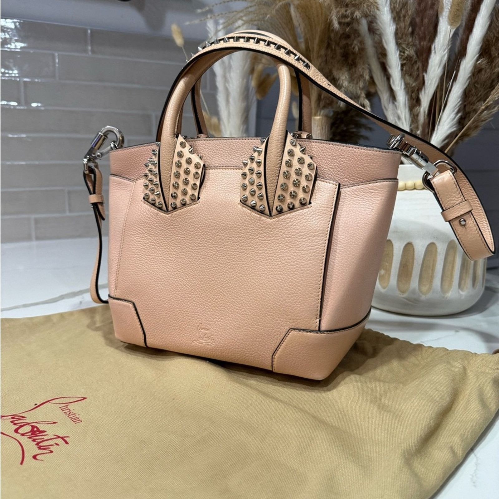 Christian Louboutin Christian Louboutin Eloise Small Studded Leather Tote Beige Size ONE SIZE - 3 Thumbnail