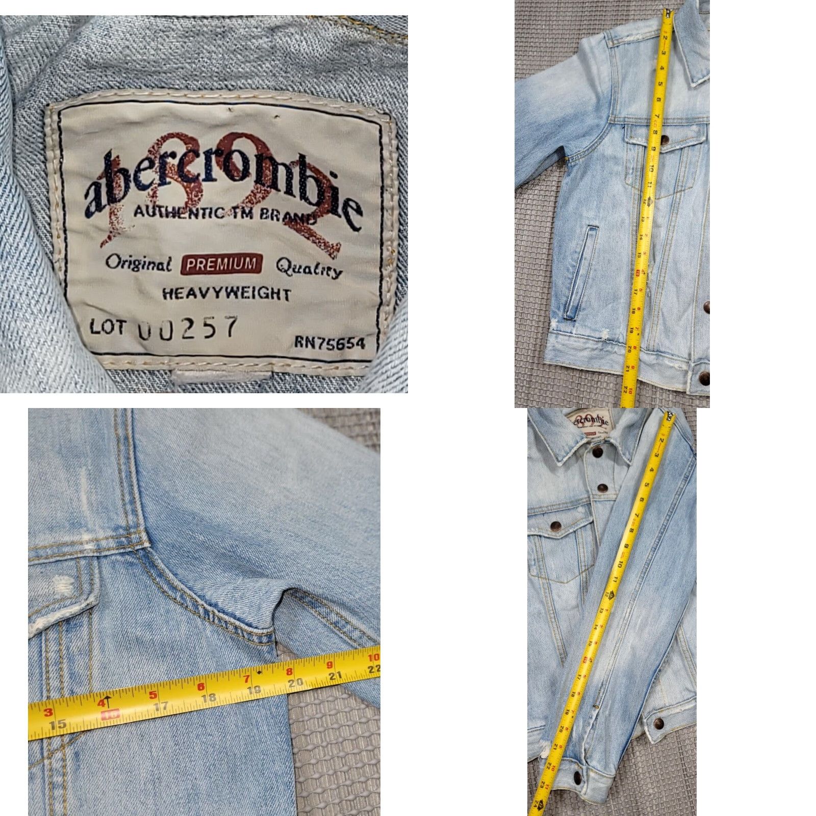 Abercrombie & Fitch VINTAGE Abercrombie & Fitch Distressed Blue Denim Trucker Jacket Women L Heavyweight jacket Blue 90s Grunge Embroidered Logo... Size L / US 10 / IT 46 - 9 Thumbnail
