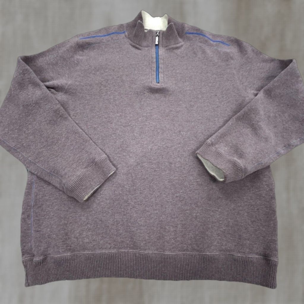 Tommy Bahama Tommy Bahama Sweater Men XL Purple Gray Sweatshirt Pull Over Reversible 1/4 Zip Size US XL / EU 56 / 4 - 1 Thumbnail