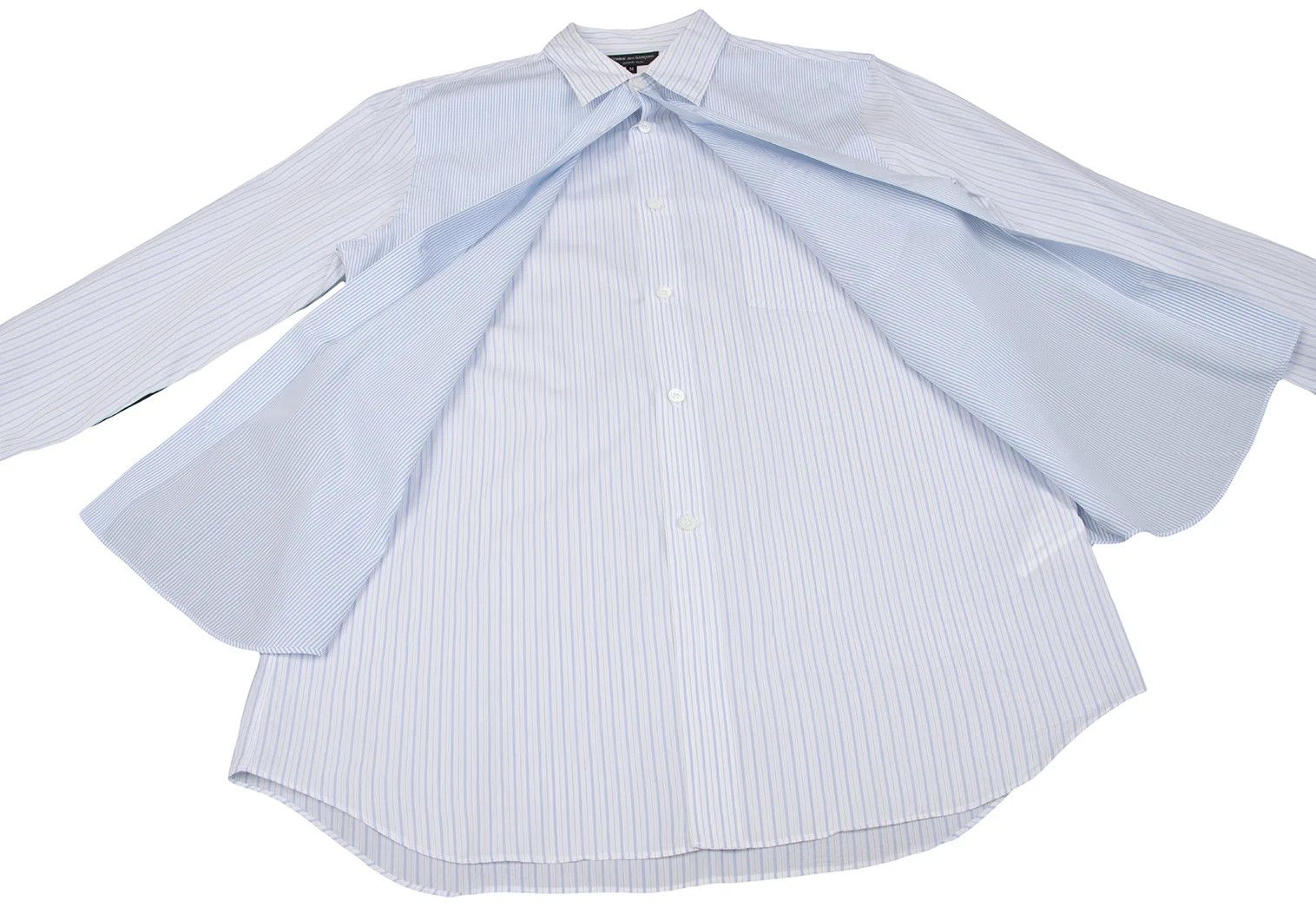 Comme des Garcons Homme Plus Layered Stripe Long Sleeve Shirt in Blue and Off White Size US M / EU 48-50 / 2 - 12 Thumbnail
