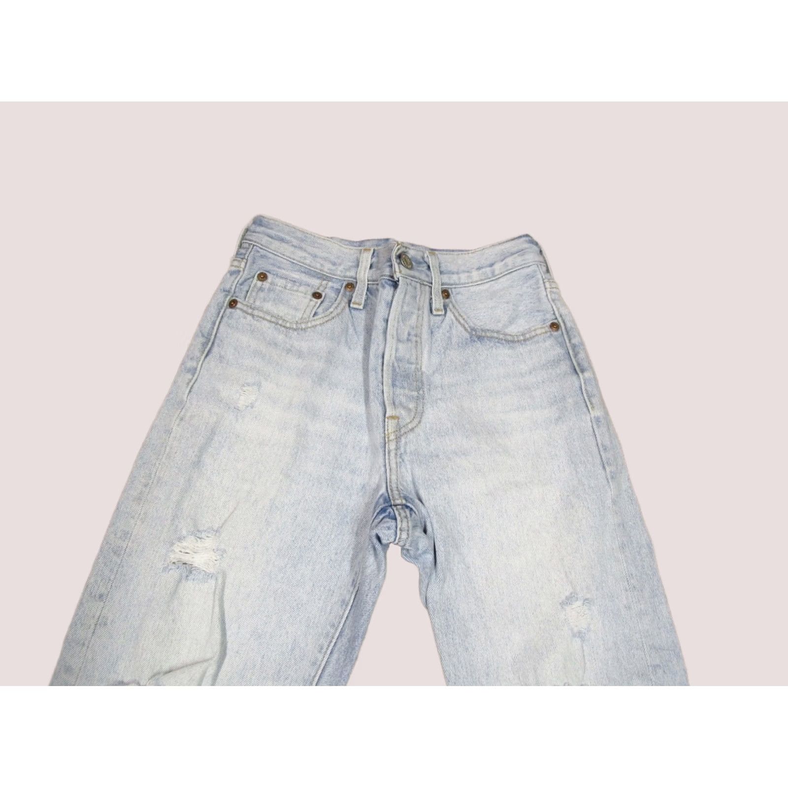 Levi's Levi's 501 Jeans Women 24 Blue Button Fly Distressed Light Wash Denim Straight Relaxed Pants 5-Pocket Logo Vintage? No Womens Size 42" / US 20 - 1 Thumbnail