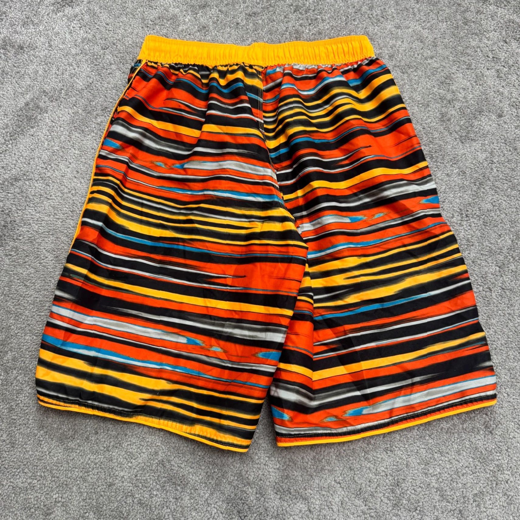 Nike Nike Swim Trunks Mens Small Orange Striped Bottoms Trunks Beach Swimwear Active Pockets Drawstring Polyester Blended Fabric Beach Mens Size US 29 - 2 Thumbnail