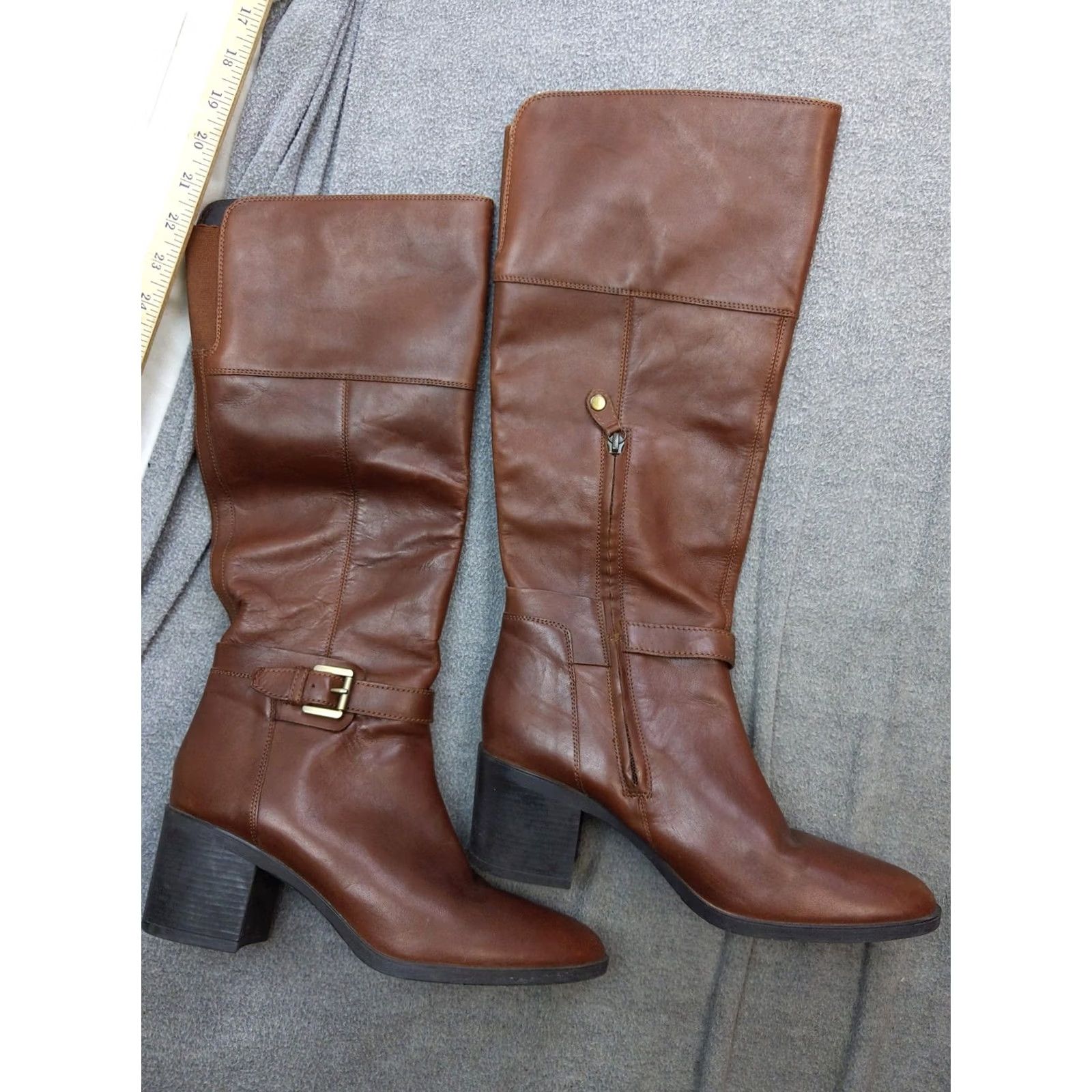 Geox Geox Boots Womens 10 41 Brown Leather Knee High Riding Zip Buckle Block Heel Size US 10 / IT 40 - 4 Thumbnail