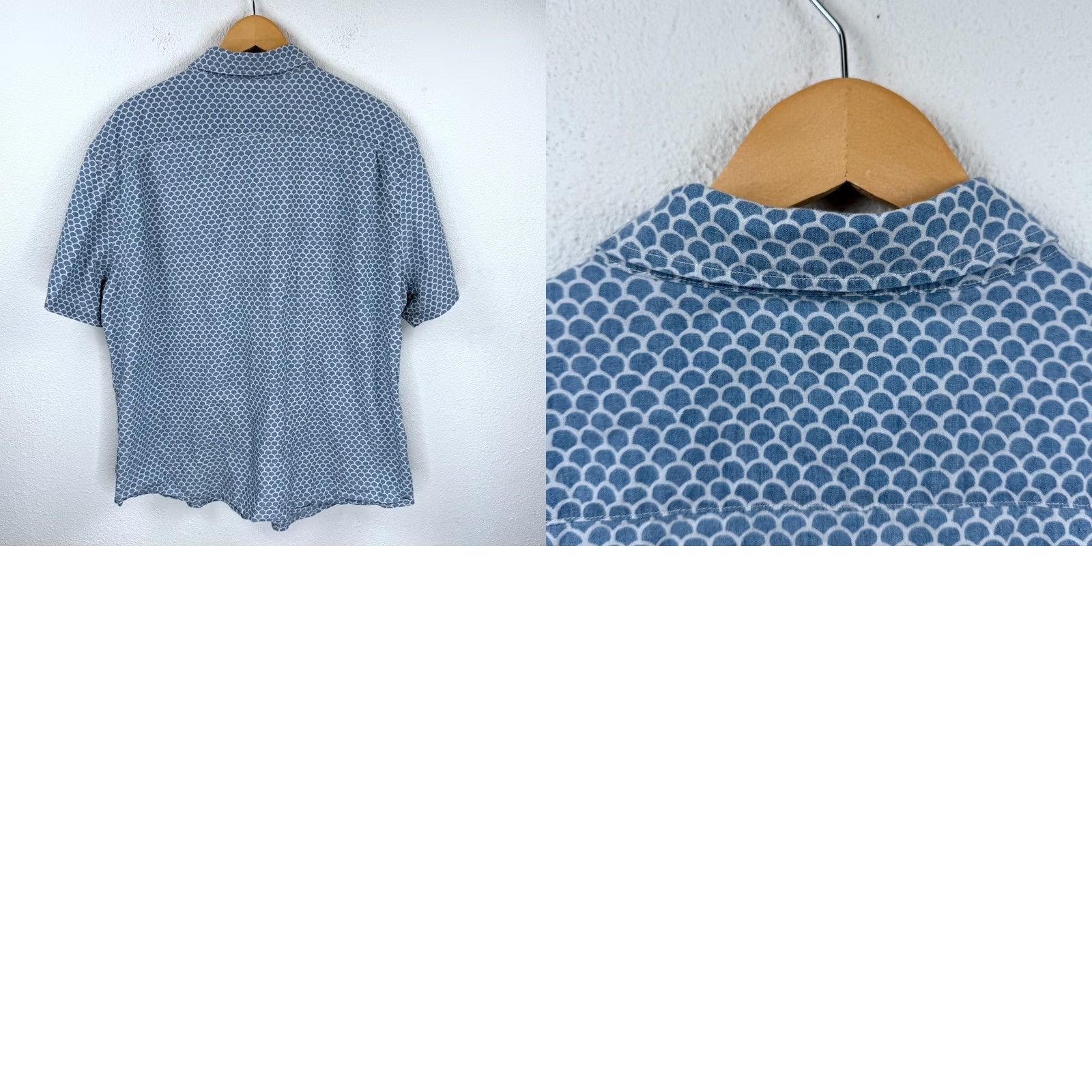 Faherty Faherty Mens Button-Down Short Sleeve Shirt Blue Geometric Pattern 2XL Regular Adult Men Size US XXL / EU 58 / 5 - 8 Thumbnail