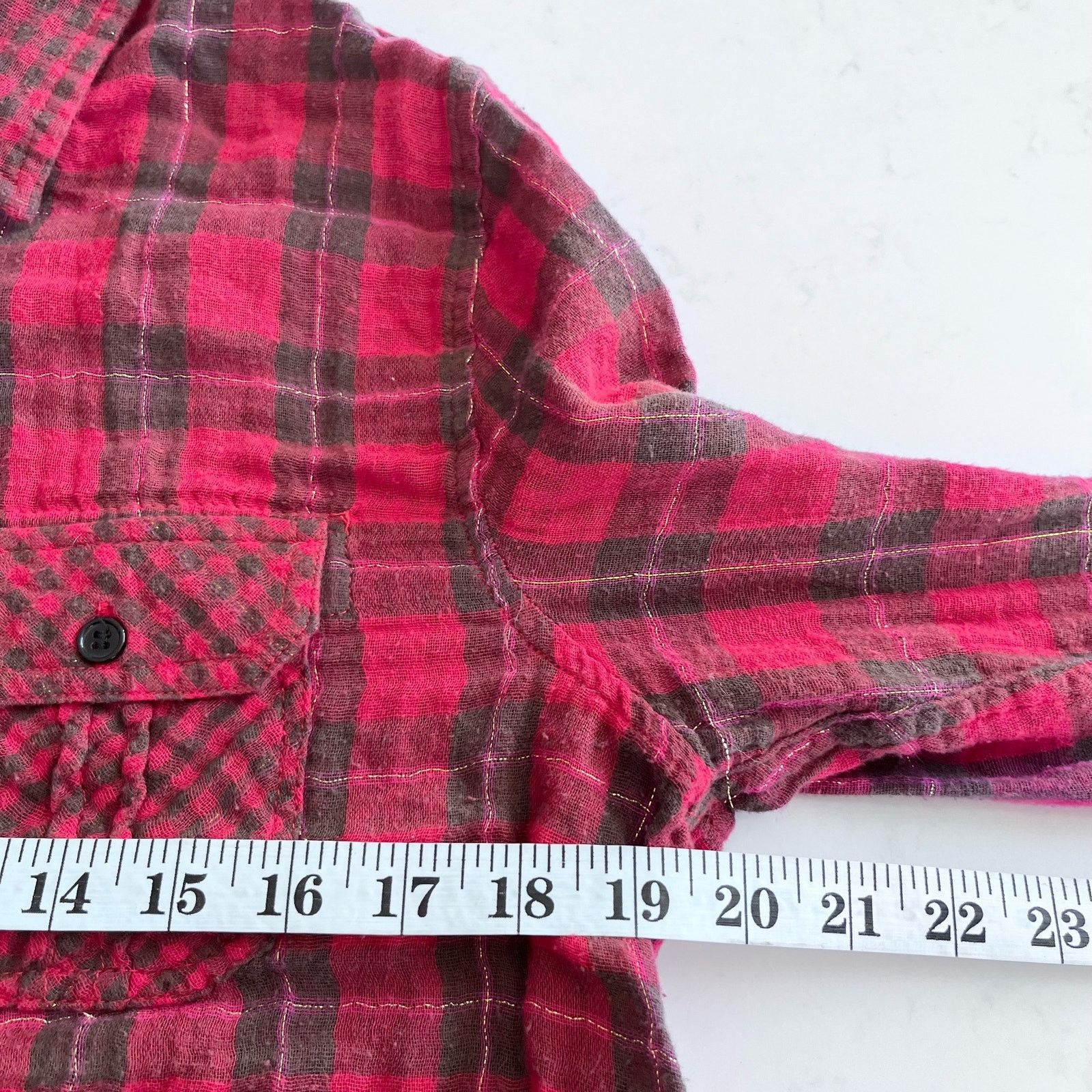 Other Etienne Marcel Greta Plaid Muslin Cotton Shirt Frayed Hem Size S / US 4 / IT 40 - 10 Thumbnail