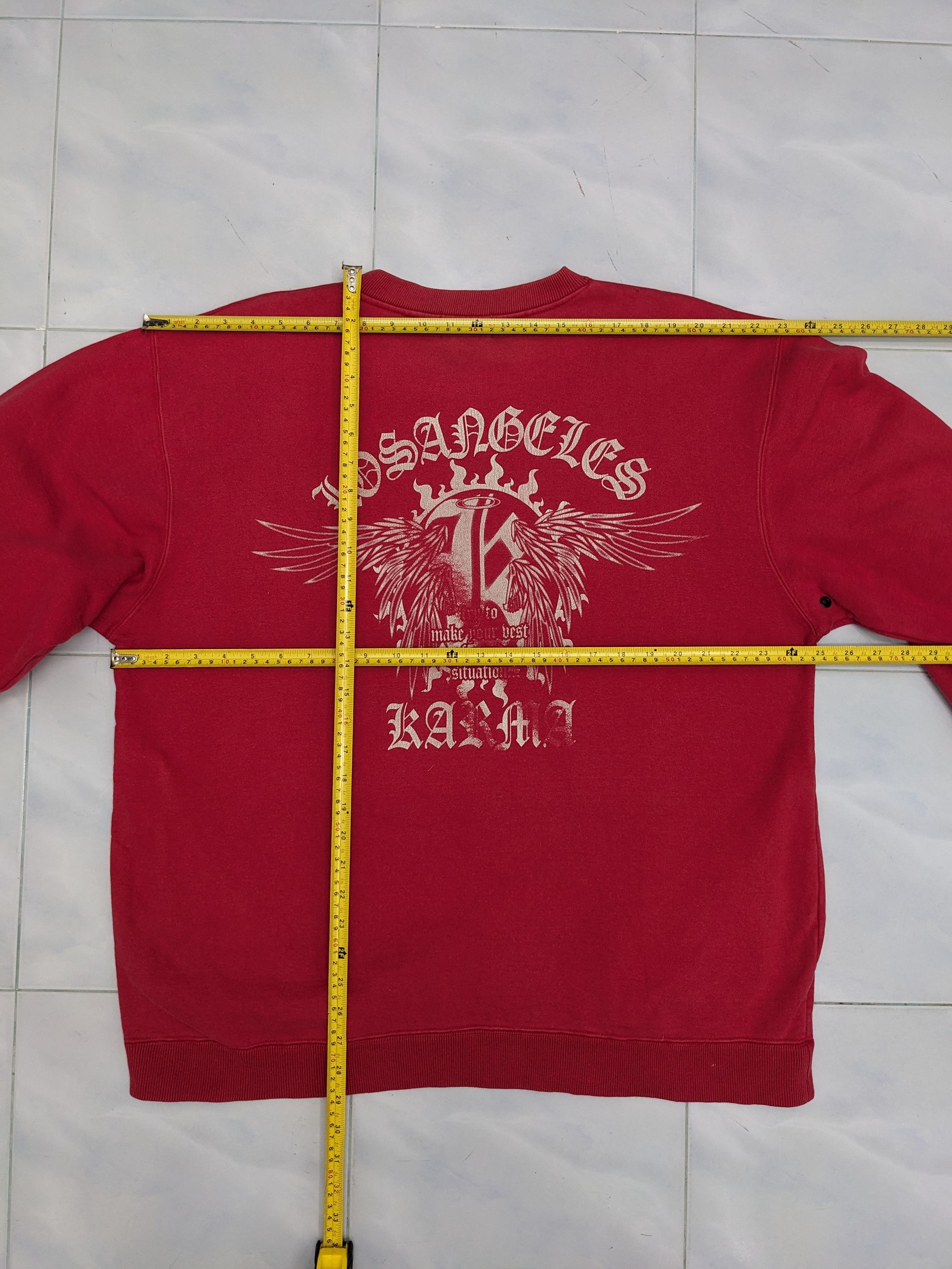 Japanese Brand Vintage 90s Karma Los Angeles Gothic Graphic Sweatshirt Size US L / EU 52-54 / 3 - 14 Thumbnail