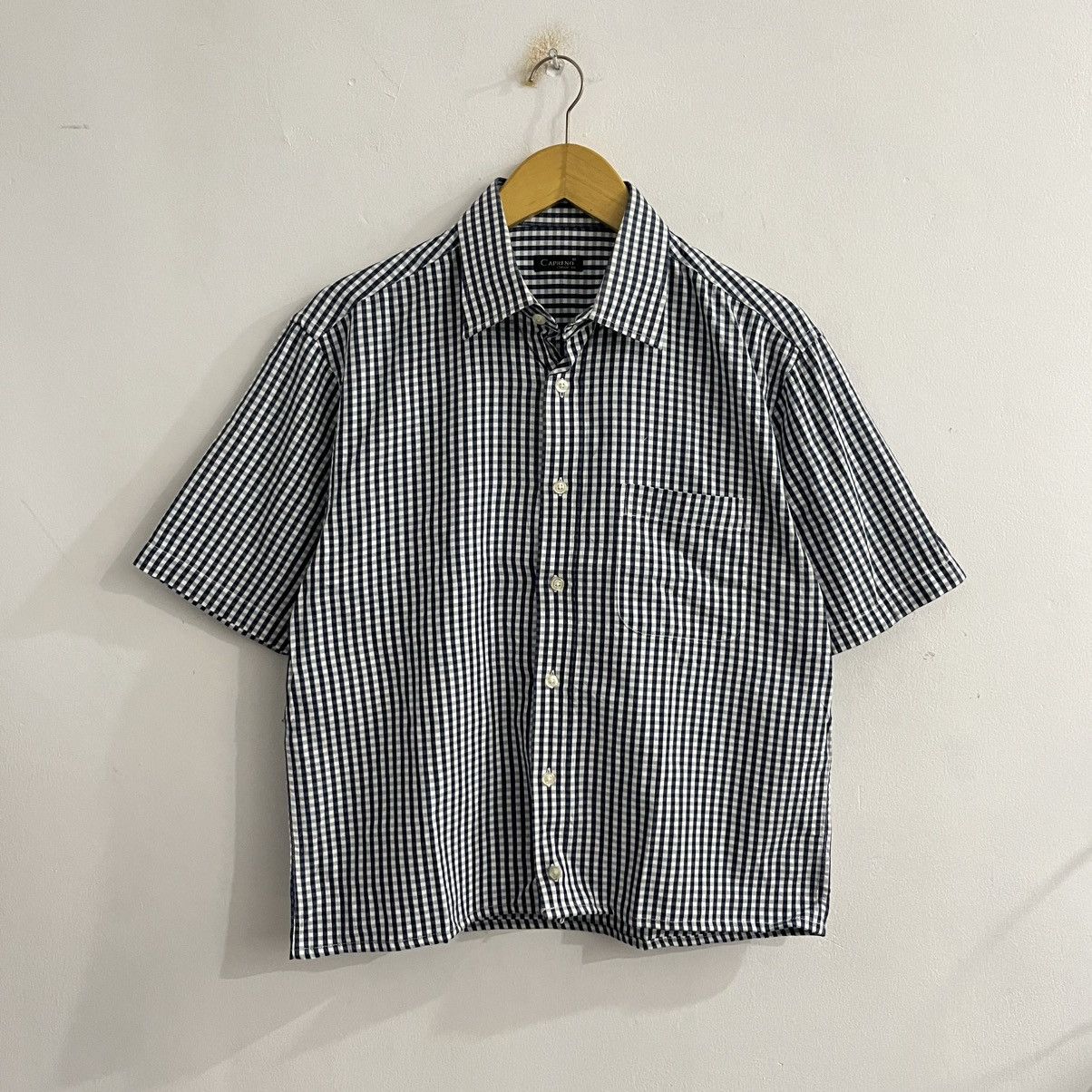 Japanese Brand Caprino Gingham Plaid Boxy Cut Shirt Size US L / EU 52-54 / 3 - 1 Thumbnail