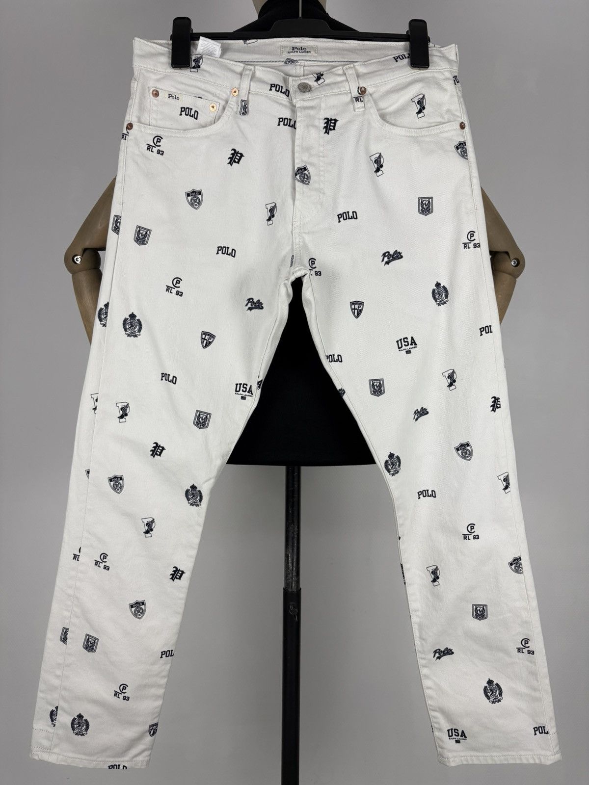 RRL Ralph Lauren Rare Polo Bear Multi-Logo Double Rrl Print Pattern Cotton Denim Pants Jeans Size US 34 / EU 50 - 2 Thumbnail