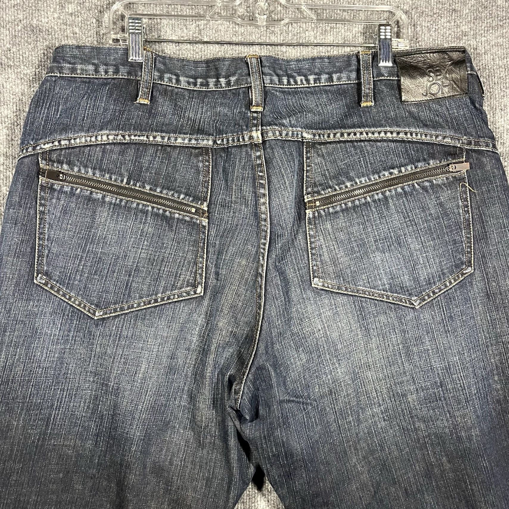 Sean John VTG Sean John Jeans Wide-Leg Hip Hop Baggy Denim 40x33 Mens Black/Blue Belted 90s Sketch Baggy Hip Hop Mens Jeans Size US 40 / EU 56 - 4 Thumbnail