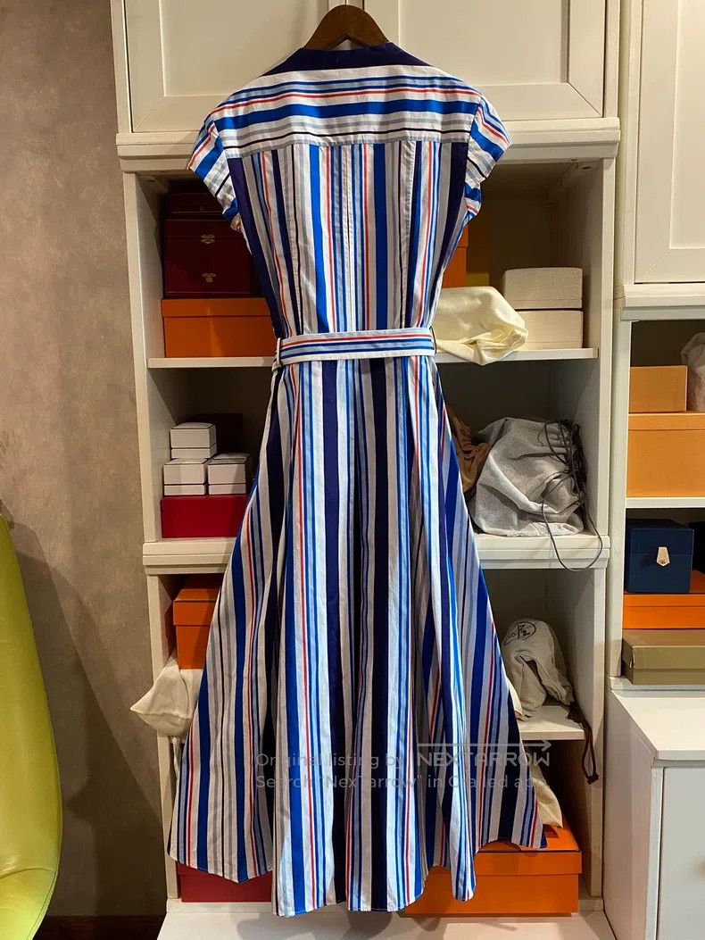 Loro Piana Loro Piana Dress + Classic Striped Elements + Deep V-neck Size XS / US 0-2 / IT 36-38 - 2 Thumbnail
