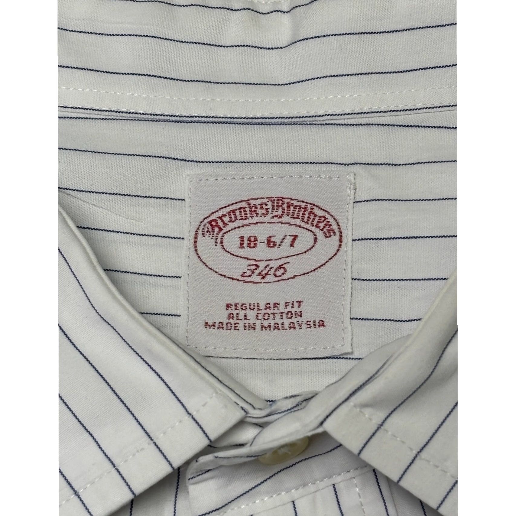 Brooks Brothers Brooks Brothers Dress Shirt Mens Regular All Cotton Blue Pinstripe 18-6/7 42 in Chest Long Sleeve Button-Down Collar Barrel Cuff Vintage No Size 48R - 4 Thumbnail