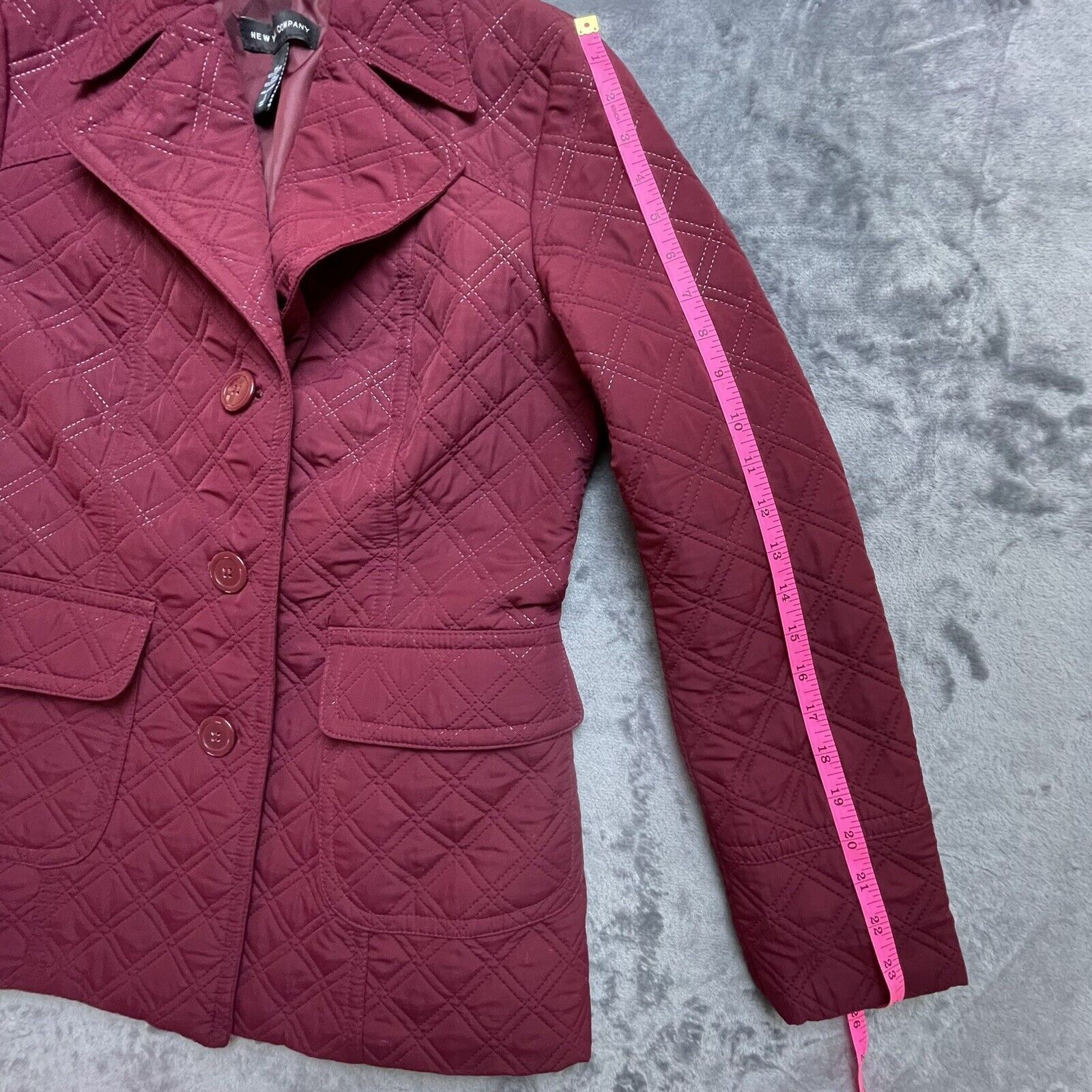 Other New York & Company Jacket Women Small Maroon Quilted Grandma Size S / US 4 / IT 40 - 6 Thumbnail
