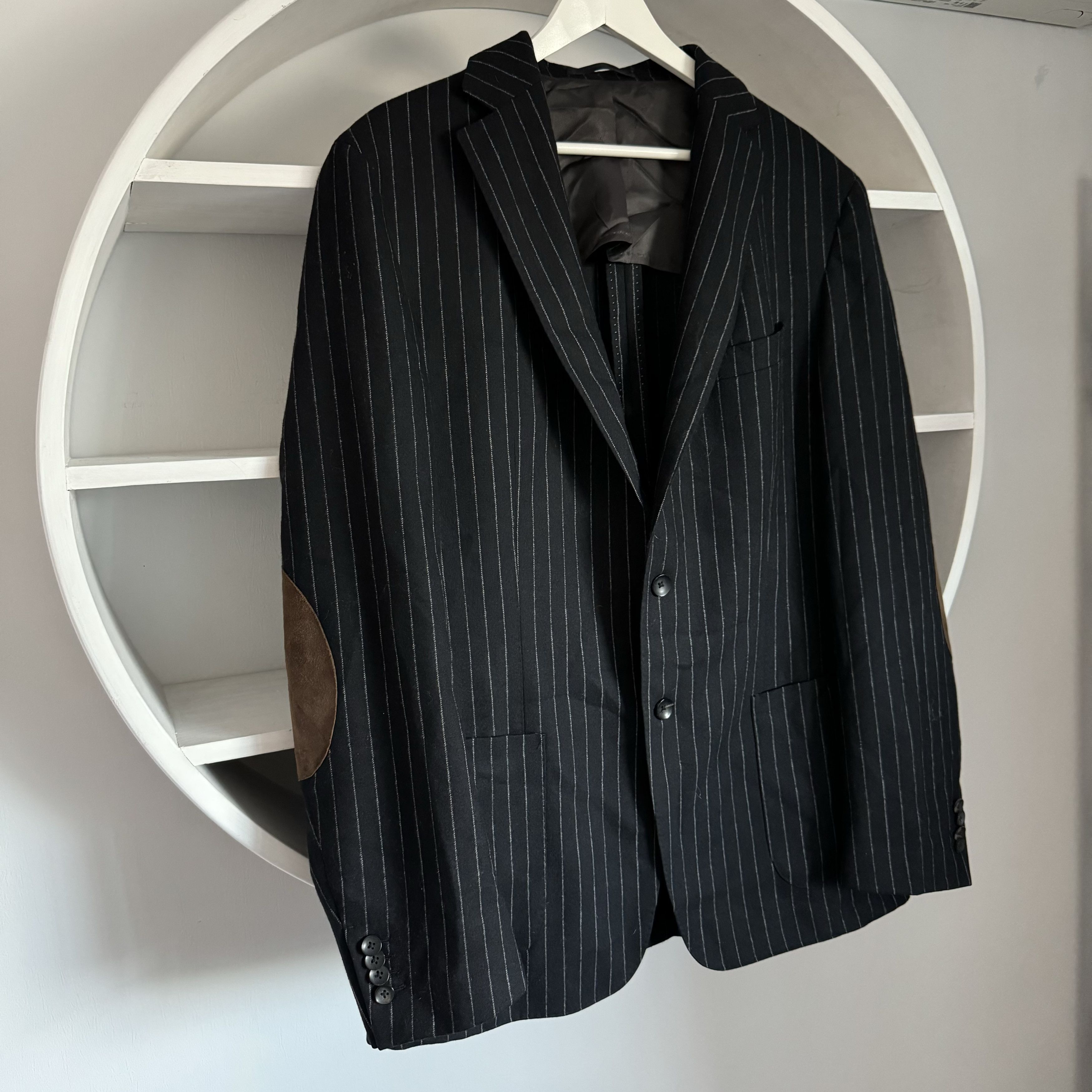 Loro Piana Men's WINDSOR SARTORIA WOOl CASHMERE Black Stripped Blazer Size 50R - 2 Thumbnail