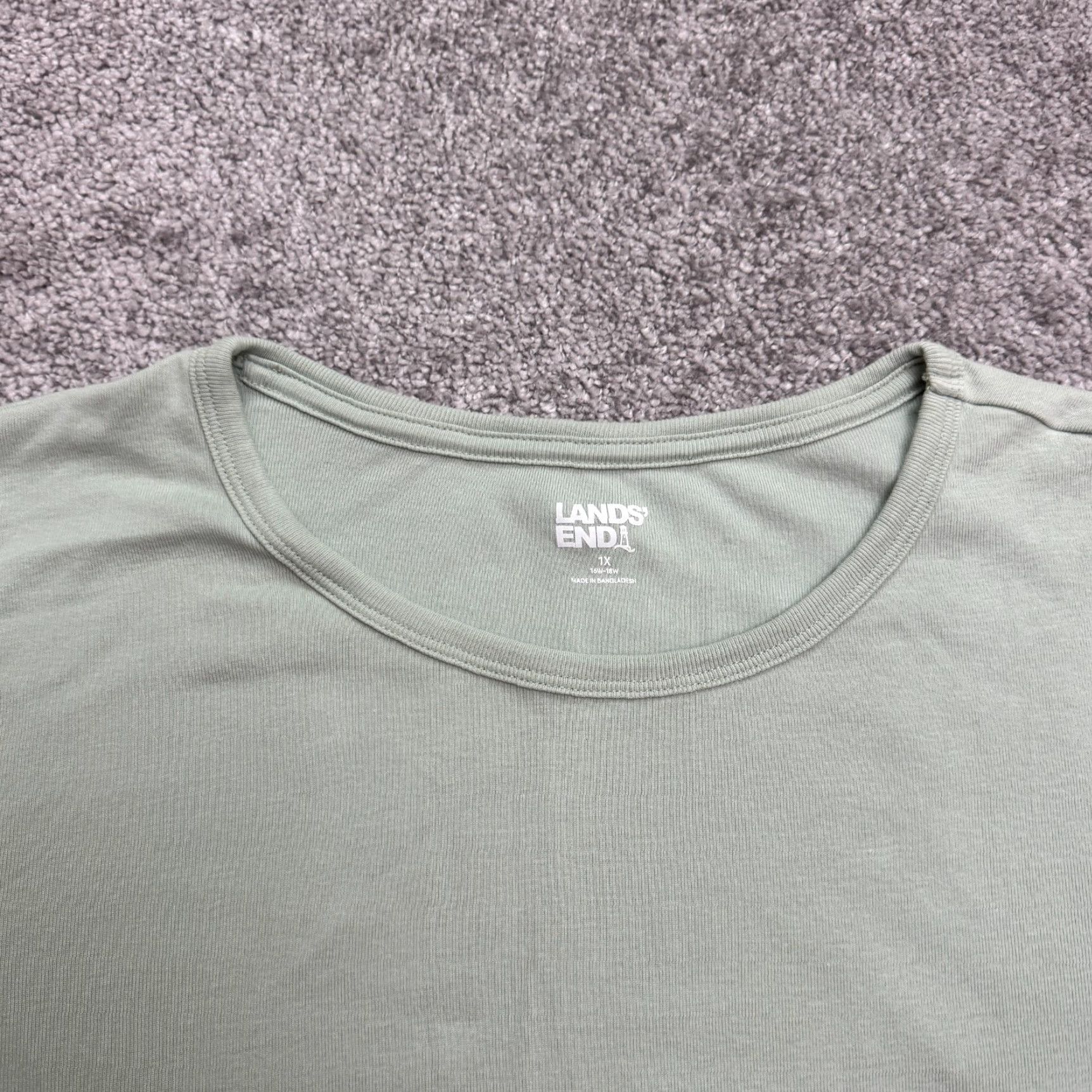 Lands' End Lands' End Plus Size 1X Long Sleeve T-Shirt Women Crew Neck Cotton Sage Green Casual Classic Size XL / US 12-14 / IT 48-50 - 3 Thumbnail