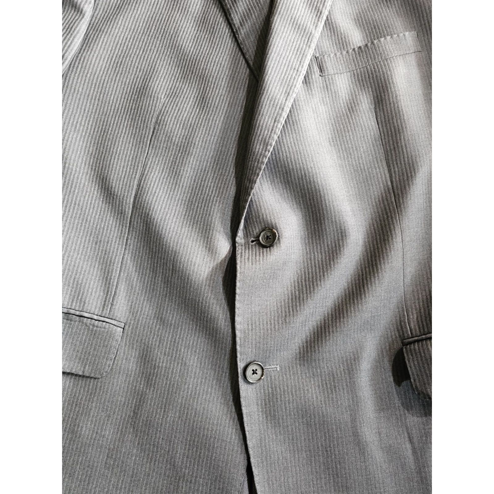 Cremieux Cremieux 2pc Suit Gray Pencil Stripe Wool 100% Wool Loro Piana Super 130s Sz 428L Pant 42L Jacket 2 Piece Regular Men Suit Dress Size 48R - 7 Thumbnail