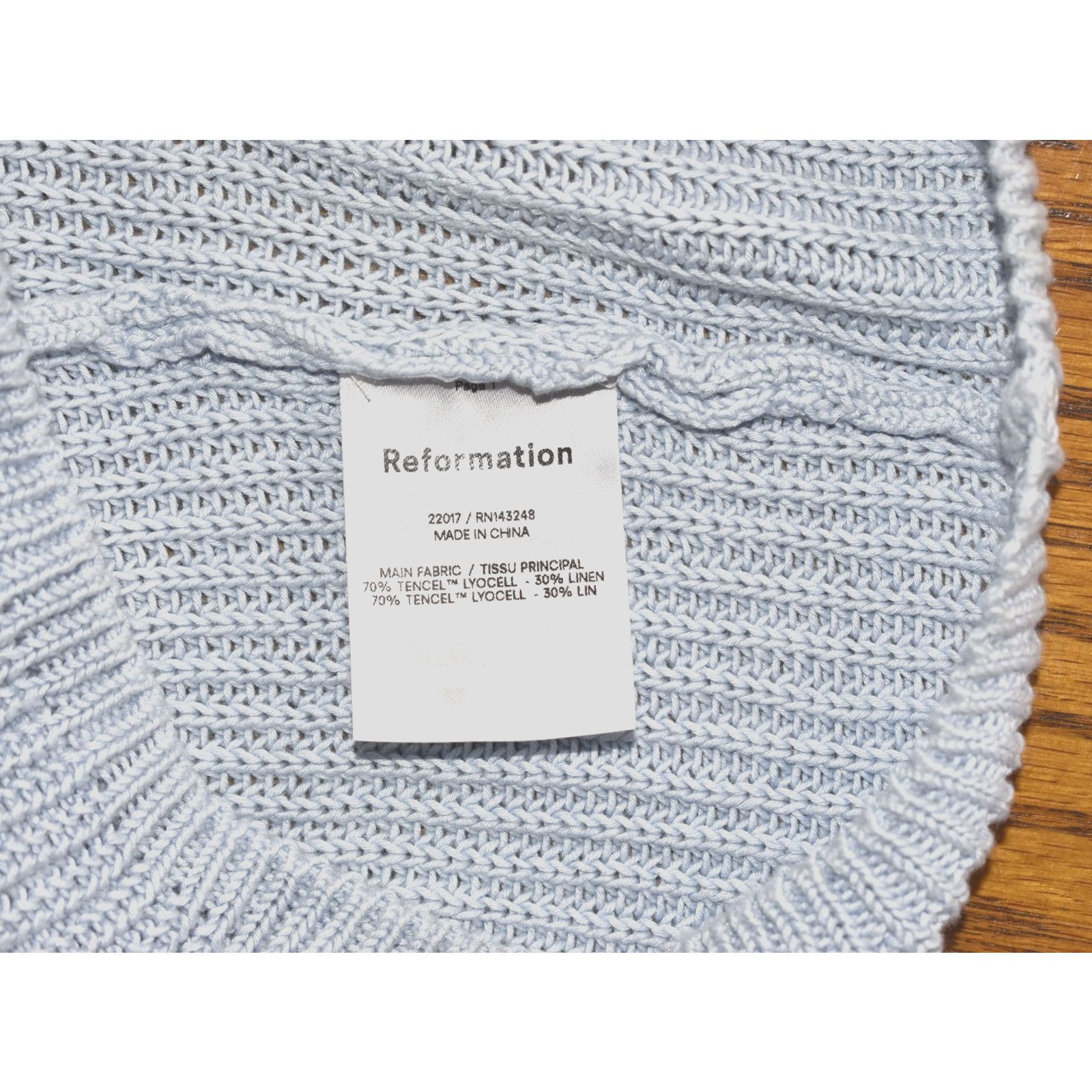 Reformation REFORMATION Light Blue Linen Blend Knit Vest Tank Top Size S Size S / US 4 / IT 40 - 6 Thumbnail
