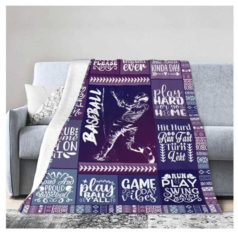 The Unbranded Brand Baseball Themed Design Printed Throw Blanket 40"x 50" Size ONE SIZE - 7 Thumbnail
