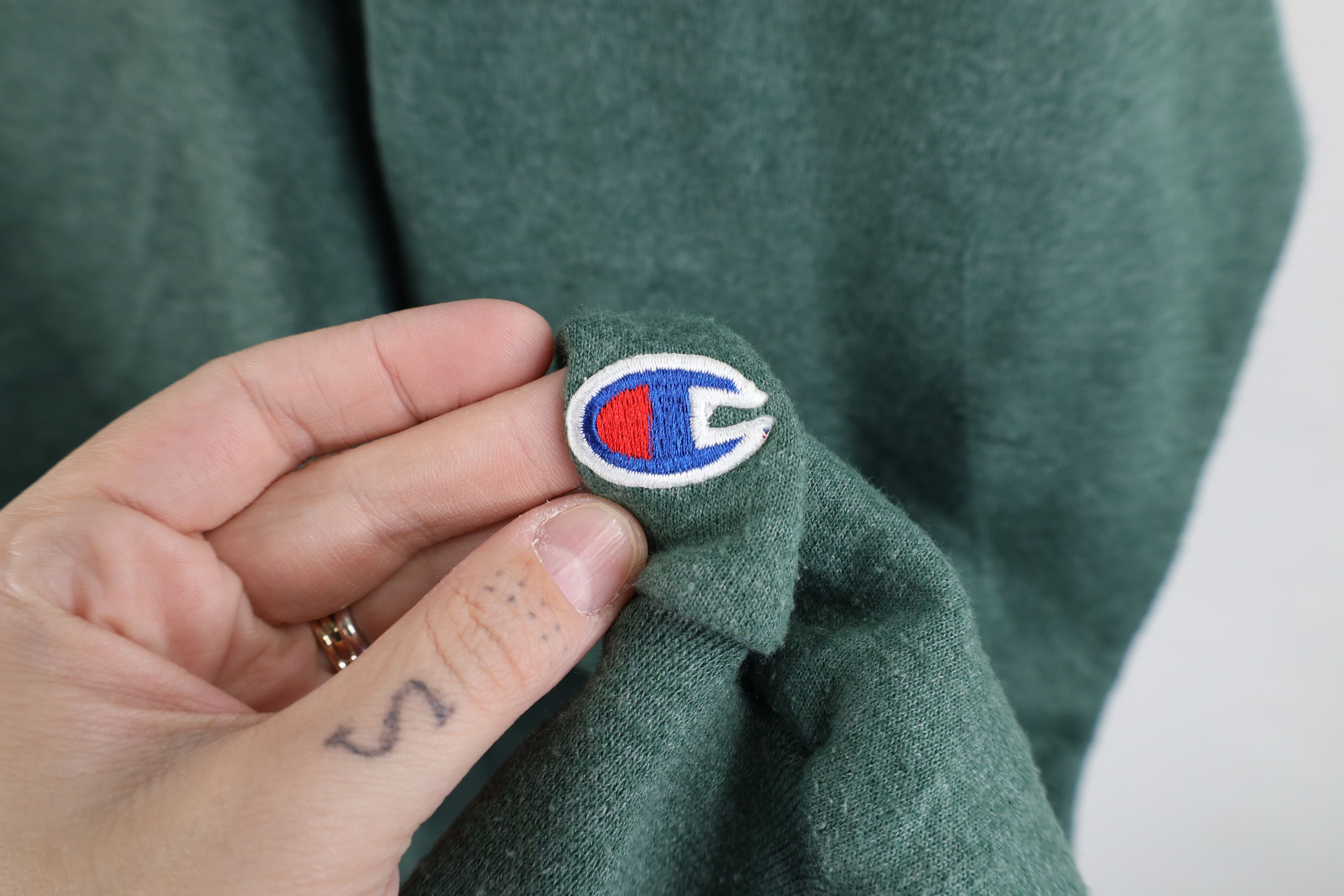 Champion × Vintage Vintage 90s Champion Spell Crewneck Sweatshirt Heather Green Size US M / EU 48-50 / 2 - 4 Thumbnail