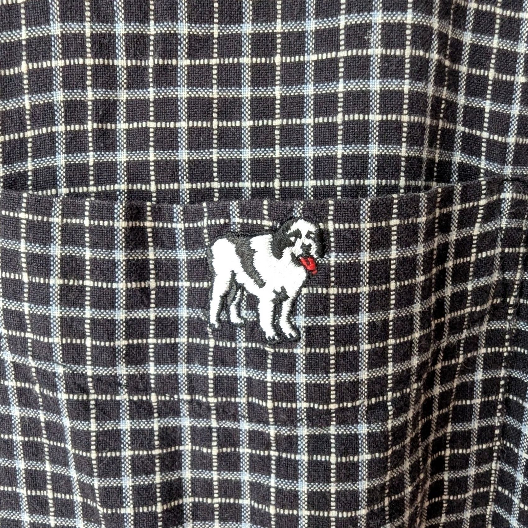 Big Dogs VINTAGE Big Dogs Button-Down Shirt Grid Short Sleeve Mens XL Black White Check/Embroidered Dog Logo Regular Fit (90s) Size US XL / EU 56 / 4 - 5 Thumbnail