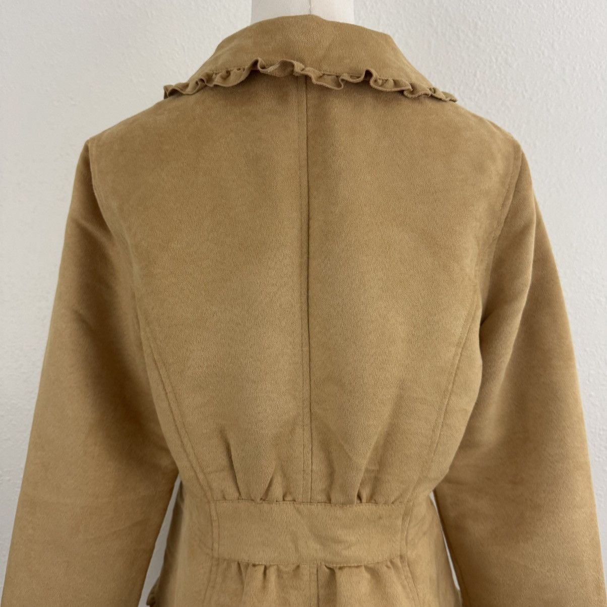 Faded Glory FADED GLORY Y2K Tan Blonde Faux Suede V Neck Blazer Jacket Size S / US 4 / IT 40 - 6 Thumbnail
