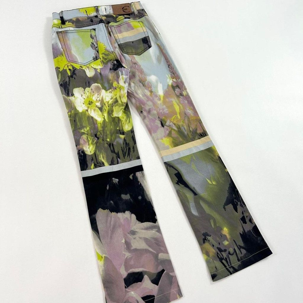 Just Cavalli y2k Cavalli yellow and purple floral print cyber style jeans Size 27" / US 4 / IT 40 - 2 Thumbnail