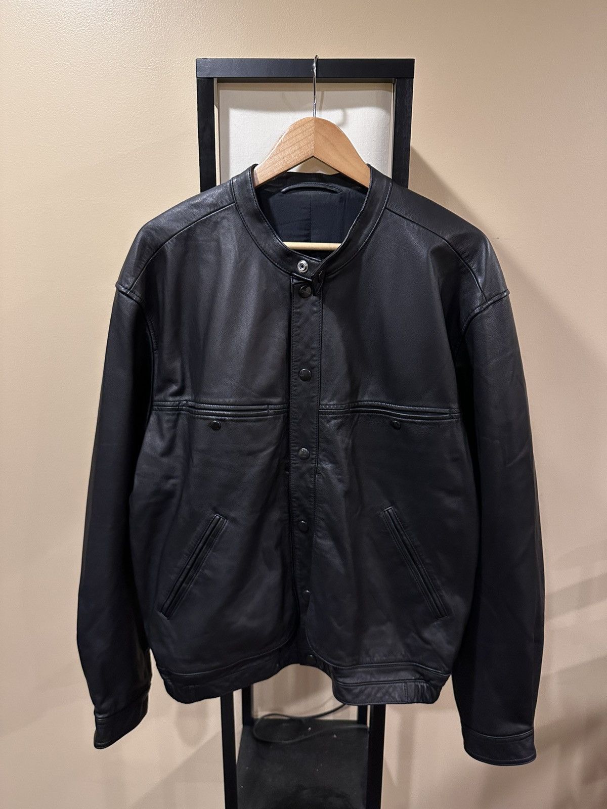 Lemaire Lemaire Stand Collar Blouson Soft Nappa Leather Black Jacket Size US XL / EU 56 / 4 - 3 Thumbnail