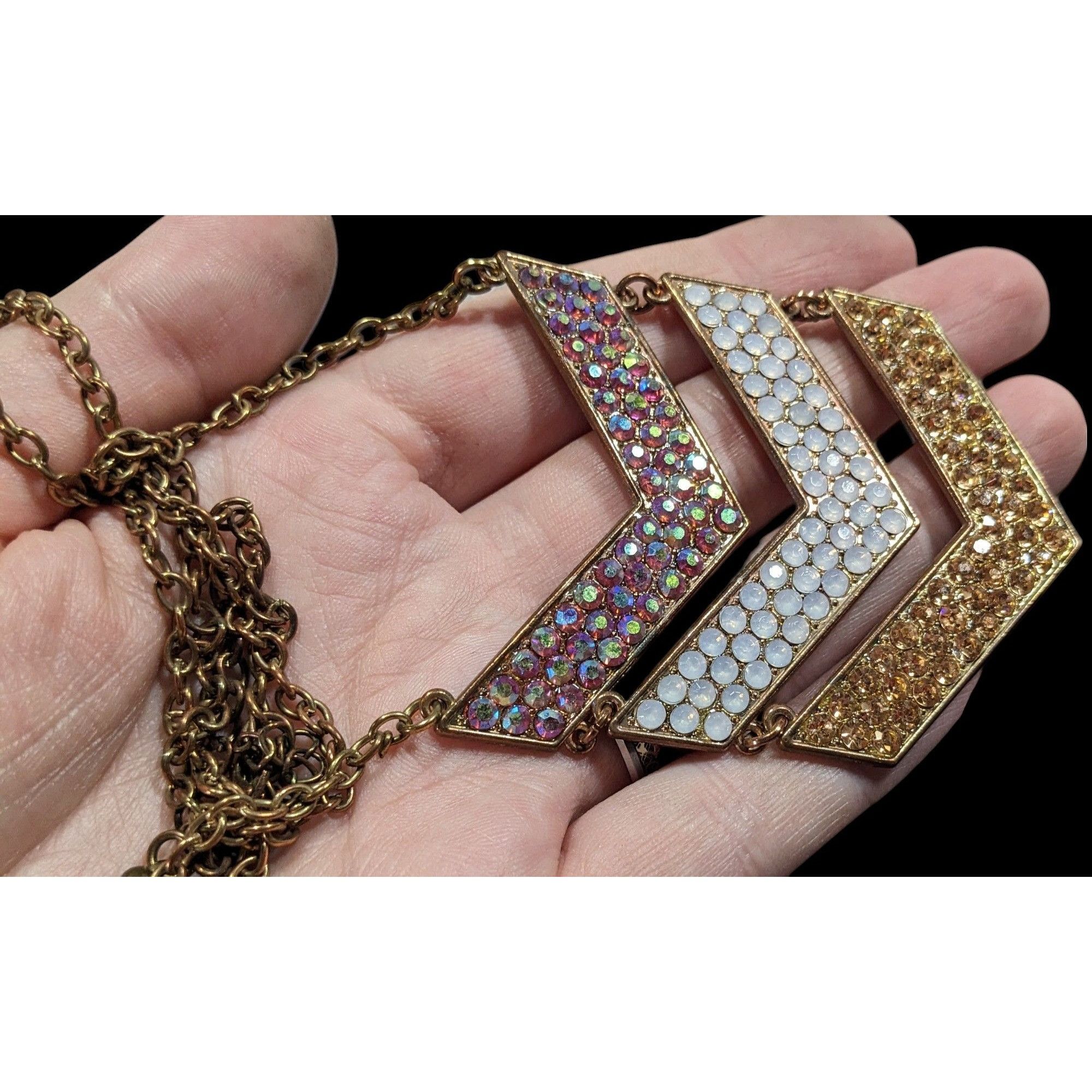 Other Whimsical Glam Multi Chevron Rhinestone Pendant Necklace Size ONE SIZE - 3 Thumbnail