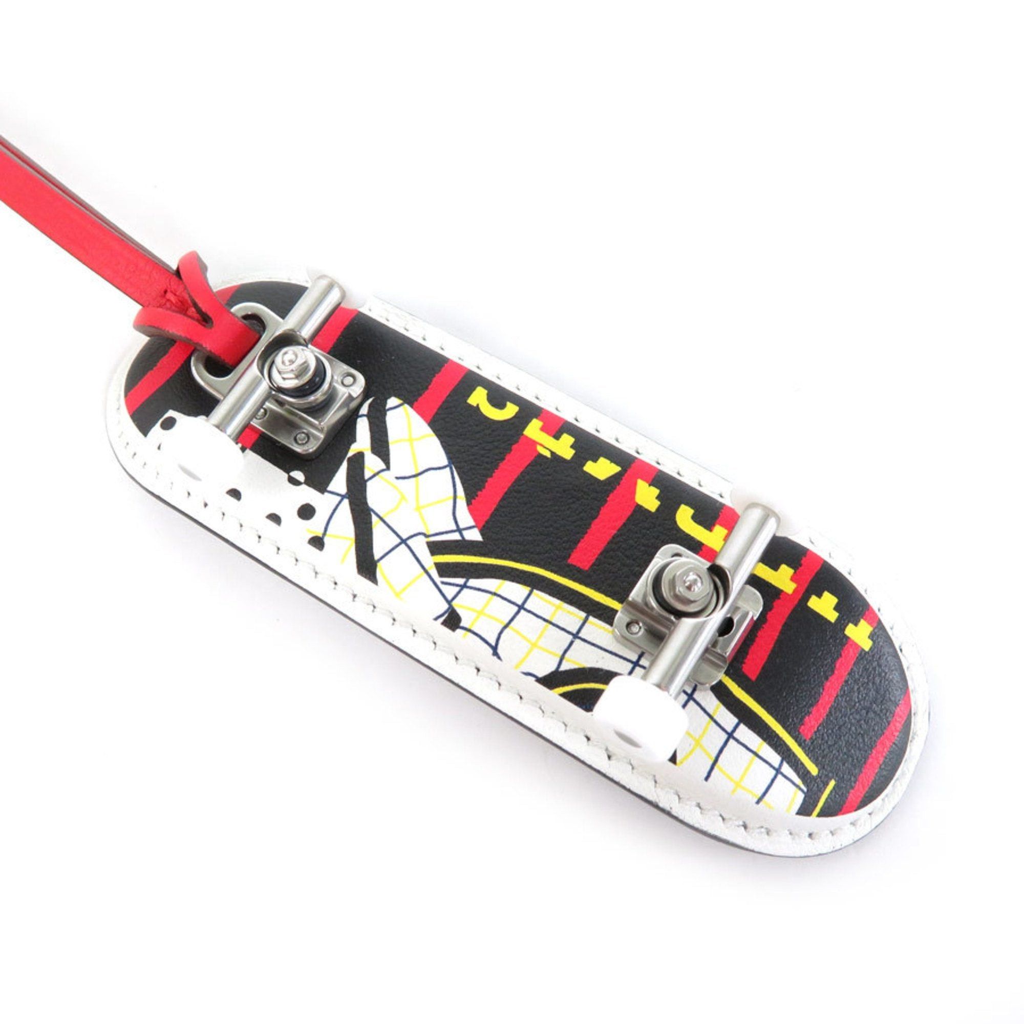 image of Hermes Charm Finger Skateboard Leather Black/red/multicolor Unisex, Women's