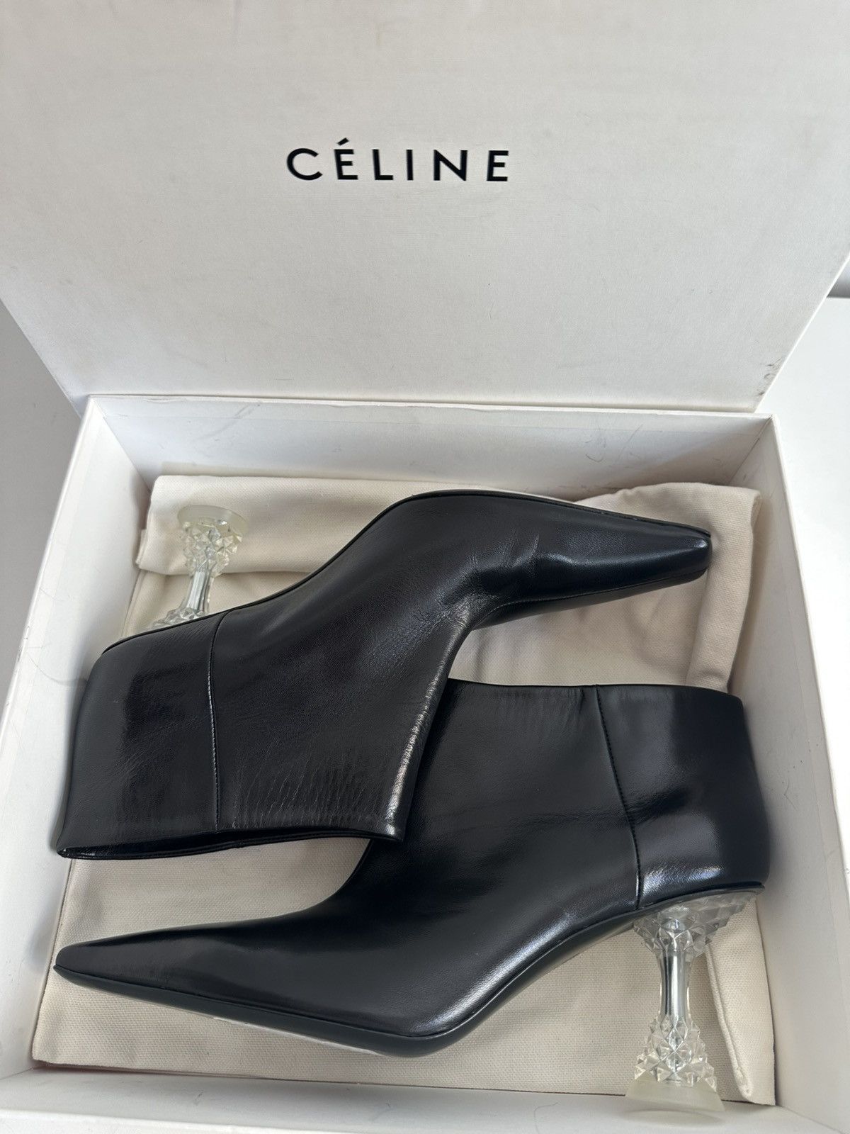 Celine OLD CELINE Phoebe Philo 2018 crystal lucite heel boots 40 Size US 9 / IT 39 - 1 Thumbnail