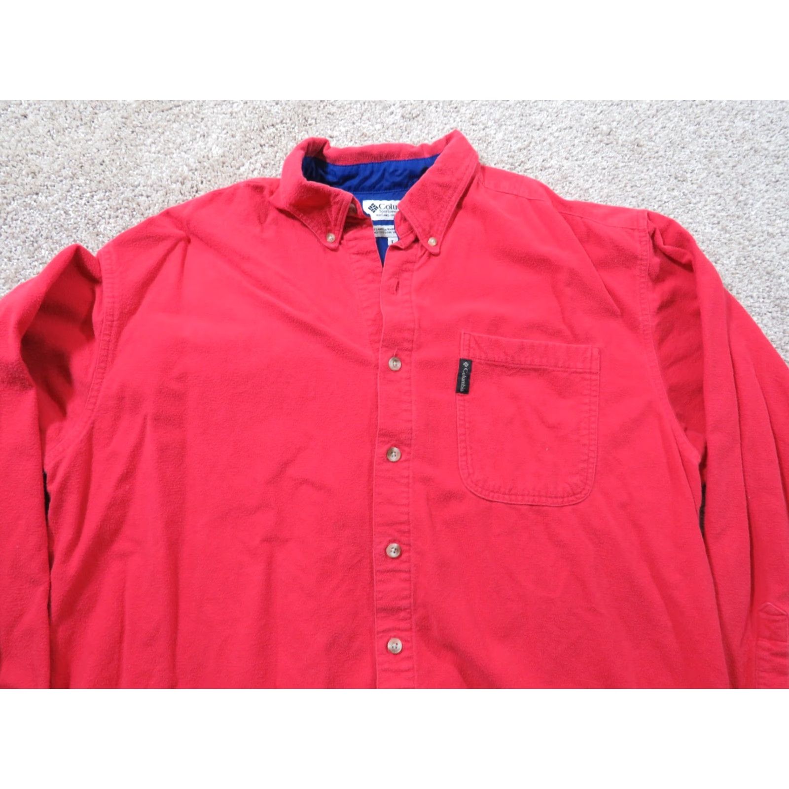 CLOT VINTAGE Columbia Button-Up Shirt Mens XL Red Flannel Chamois Cloth Cotton 90s Workwear Button Embroidered Size US XL / EU 56 / 4 - 3 Thumbnail