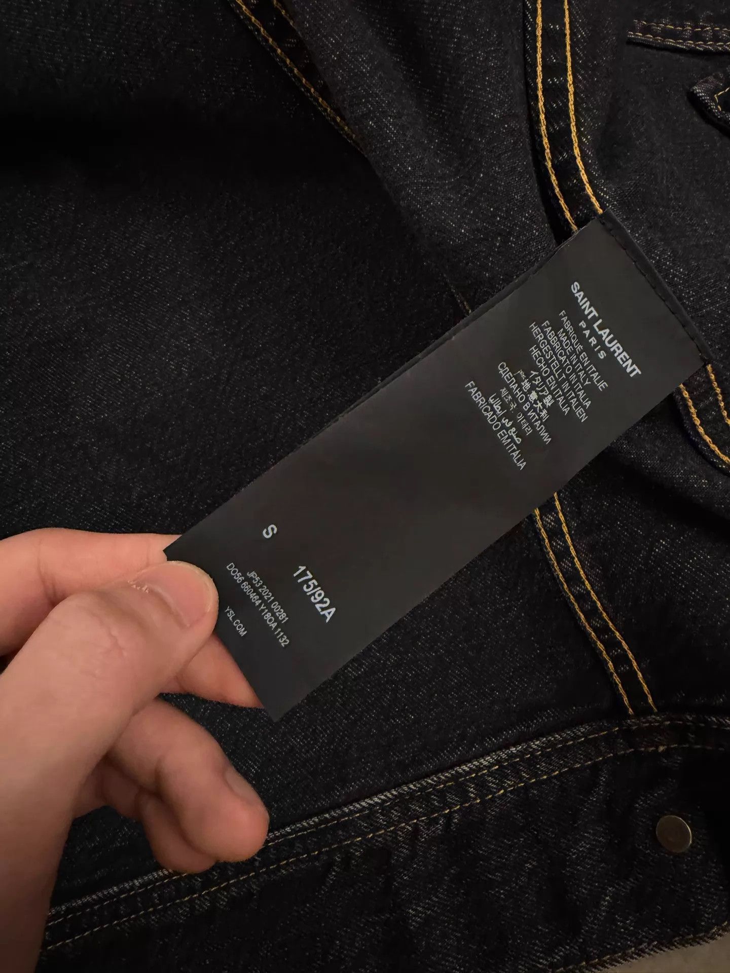 Saint Laurent Paris SLP Black Washed Denim Yellow Stitch Jacket S Size US S / EU 44-46 / 1 - 5 Thumbnail