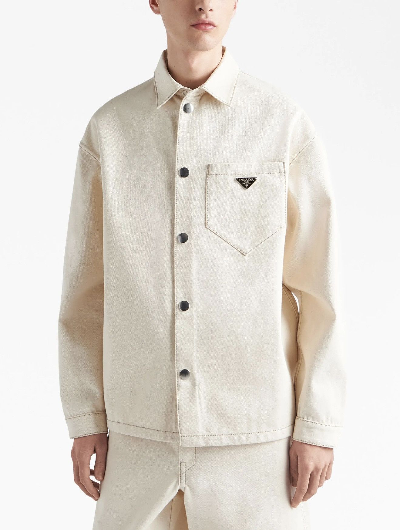 Prada Prada beige denim shirt with triangle logo, size M. Size US M / EU 48-50 / 2 - 11 Thumbnail