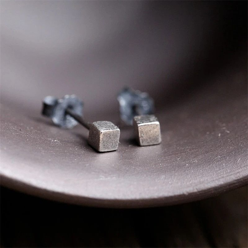 Jewelry Tiny Cute Cube Stud Earrings 925 Sterling Silver Ear Gift Size ONE SIZE - 1 Thumbnail