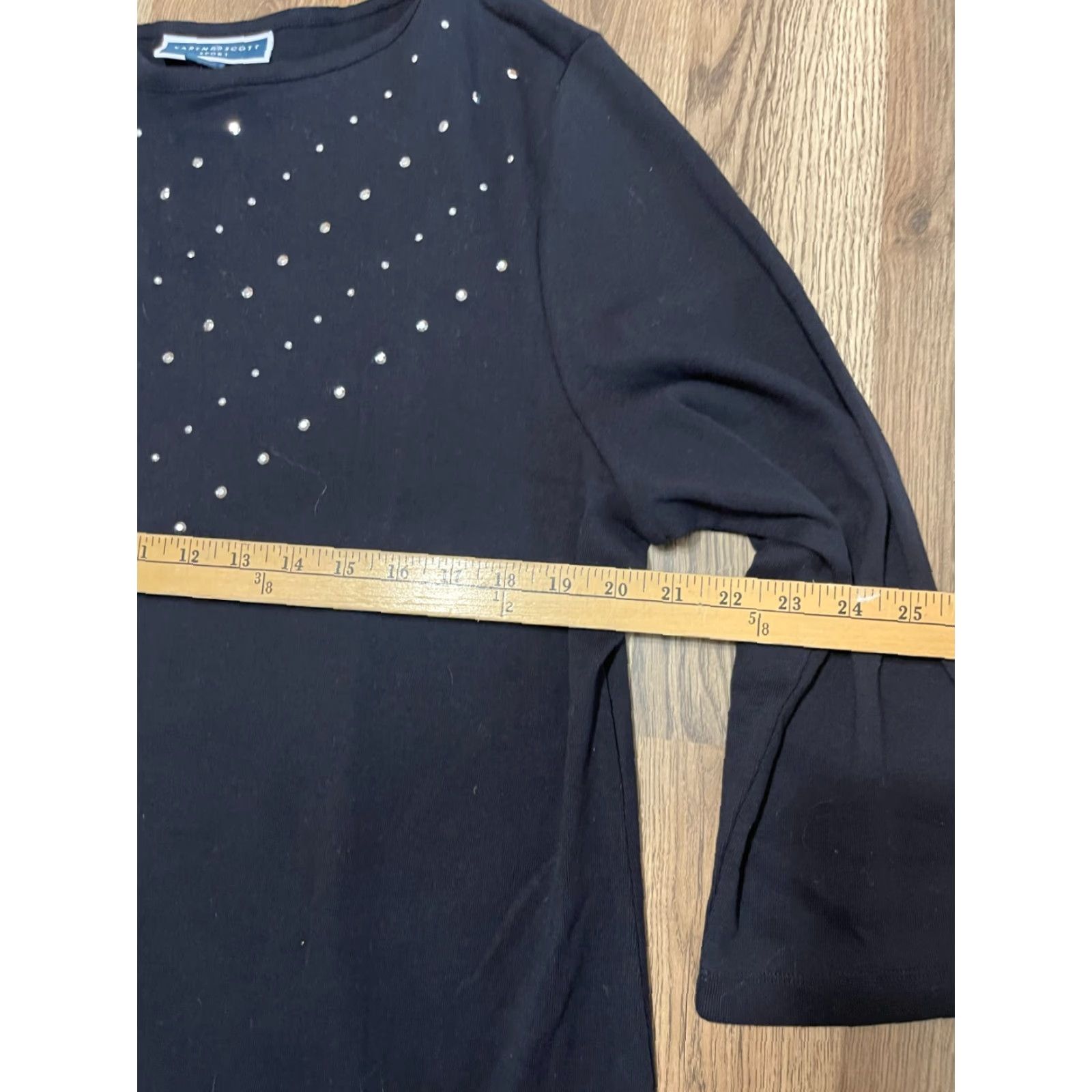Vintage Karen Scott Dress Women's XL Black Long Sleeve Studded Size XL / US 12-14 / IT 48-50 - 3 Thumbnail