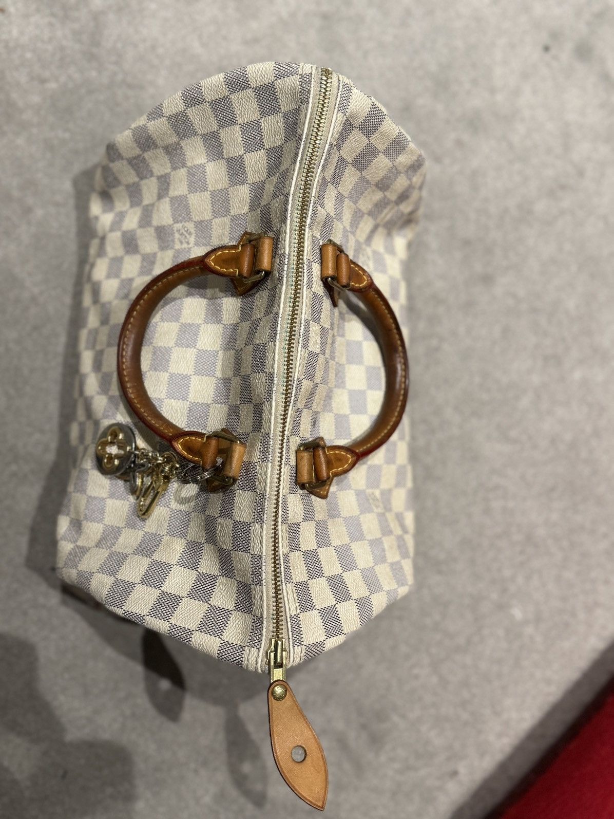 Louis Vuitton Authentic Louis Vuitton Speedy 30 Damier Azur White Handbag Size ONE SIZE - 6 Thumbnail