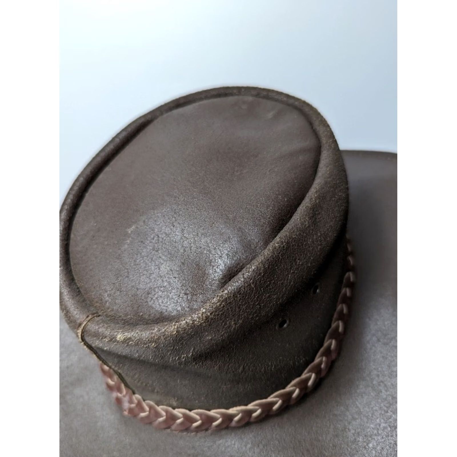 Vintage Purely Outback Purely Australian Lather Cowboy Hat Size S Mens Brown Cowboy Hat Size ONE SIZE - 6 Thumbnail