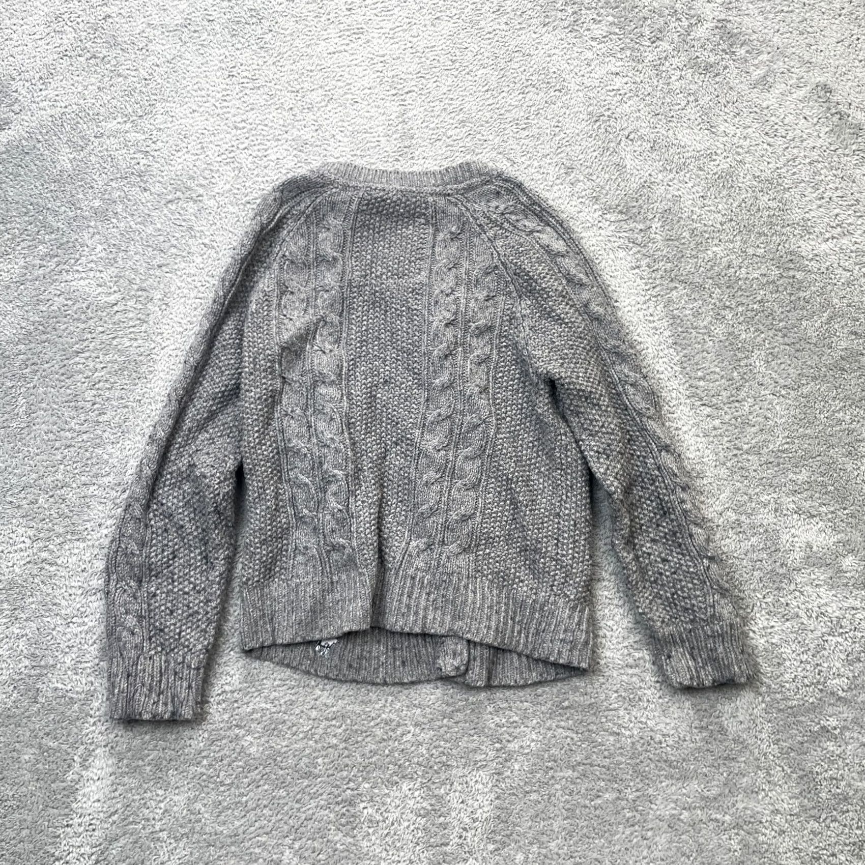 Abercrombie & Fitch Abercrombie And Fitch Sweater Womens Large Gray Cardigan Rabbit Hair Cable Knit Size L / US 10 / IT 46 - 2 Thumbnail