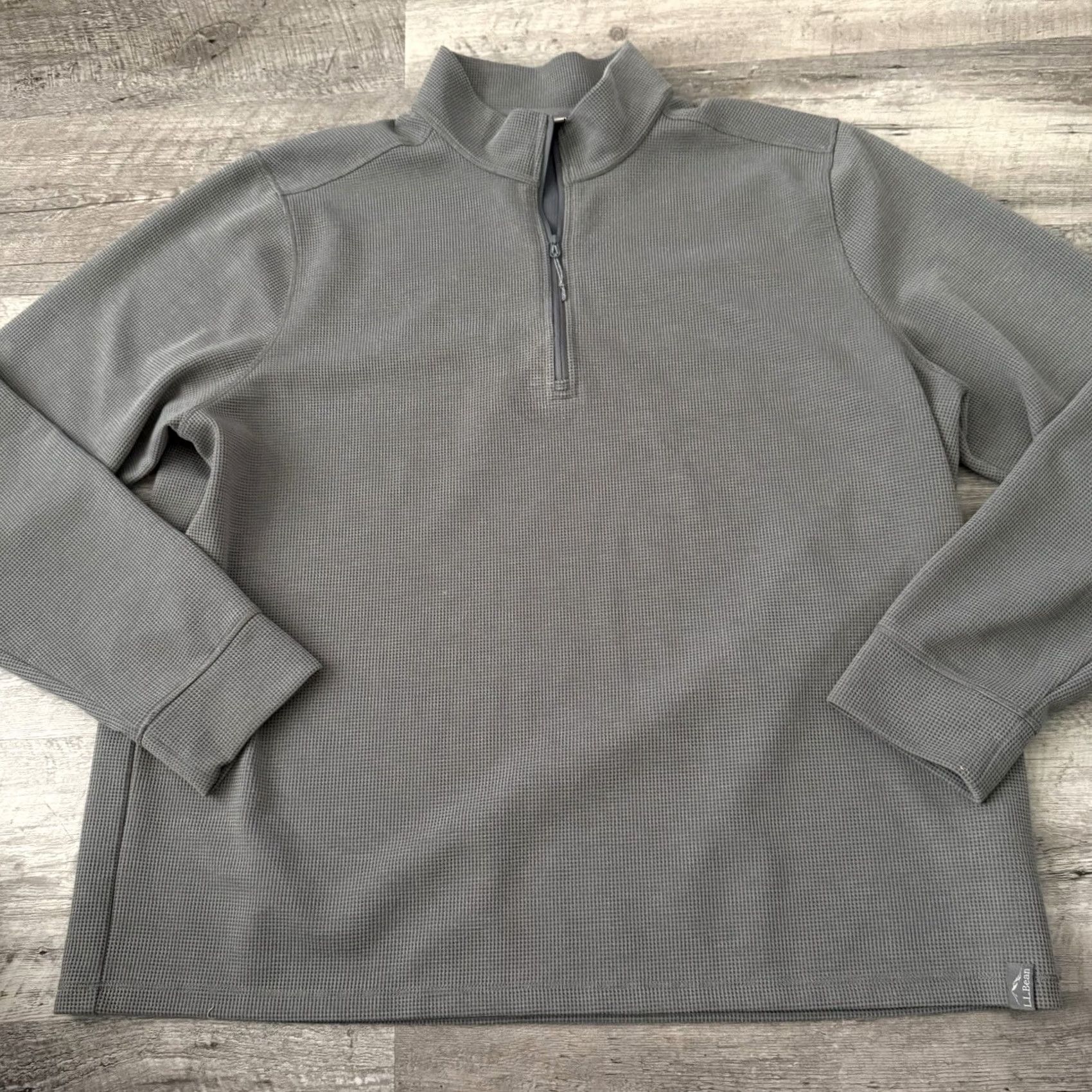 Vintage LL Bean Mountainside Mens XL Gray 1/4 Zip Pullover Micro Waffle Casual Outdoor Size US XL / EU 56 / 4 - 6 Thumbnail