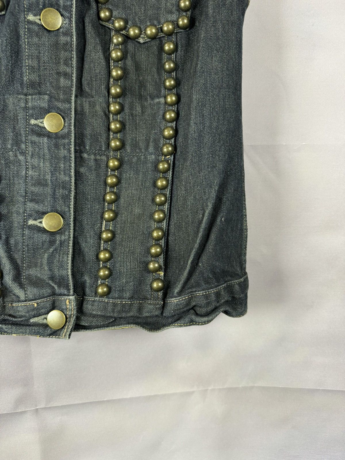 Allsaints × Vintage AllSaints Spitalfields Biker Studded Denim Vests Gilet S sz Size S / US 4 / IT 40 - 5 Thumbnail