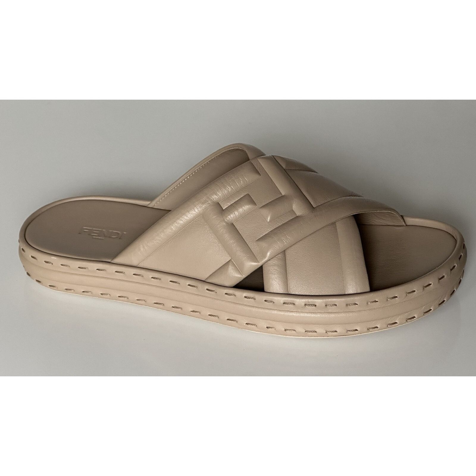 Fendi Men's FF Calf Leather Sandals Beige 9 US/8 UK 7X1501