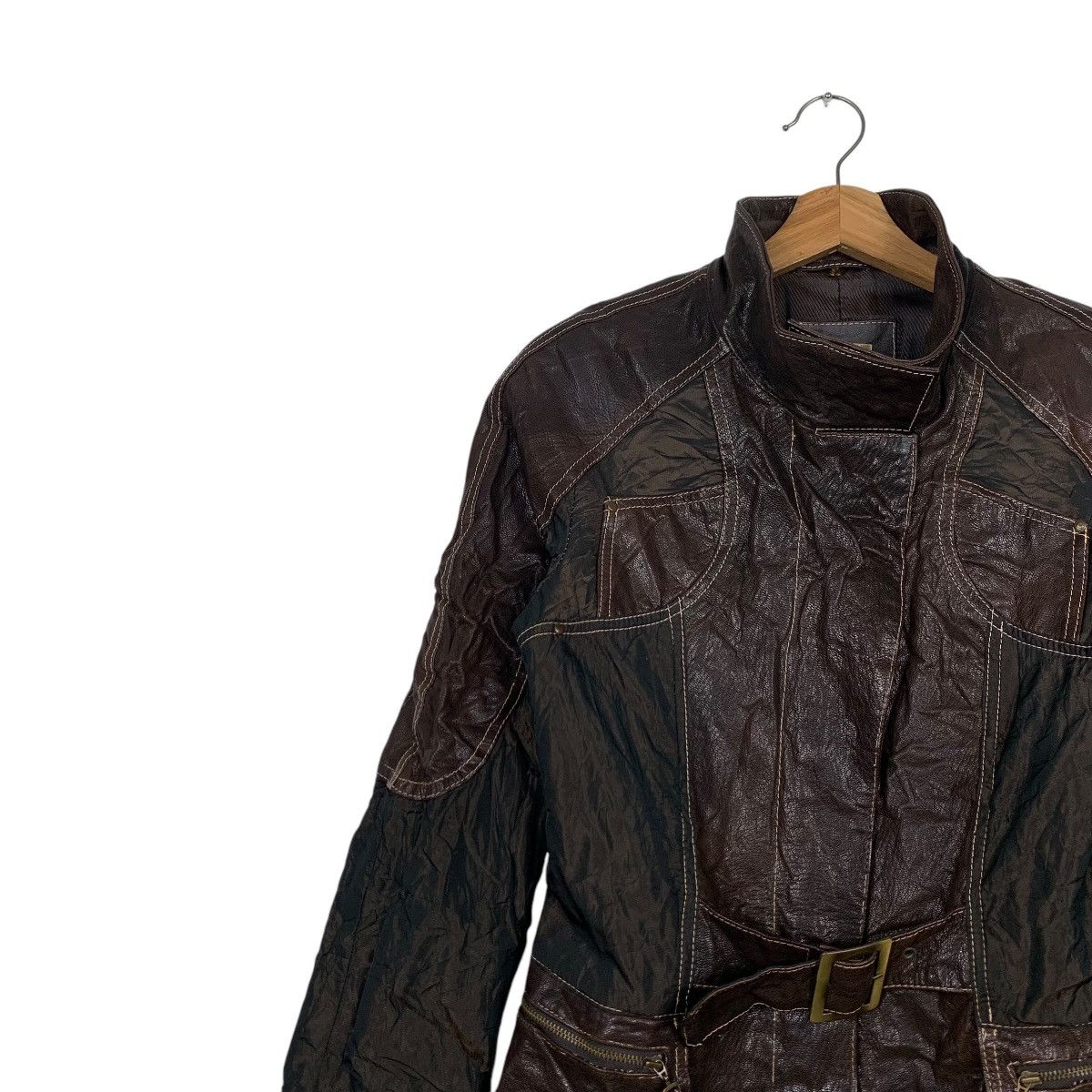 Leather PUNTO Hybrid Leather Trench Coat Jacket #2180-C96 Size M / US 6-8 / IT 42-44 - 3 Thumbnail